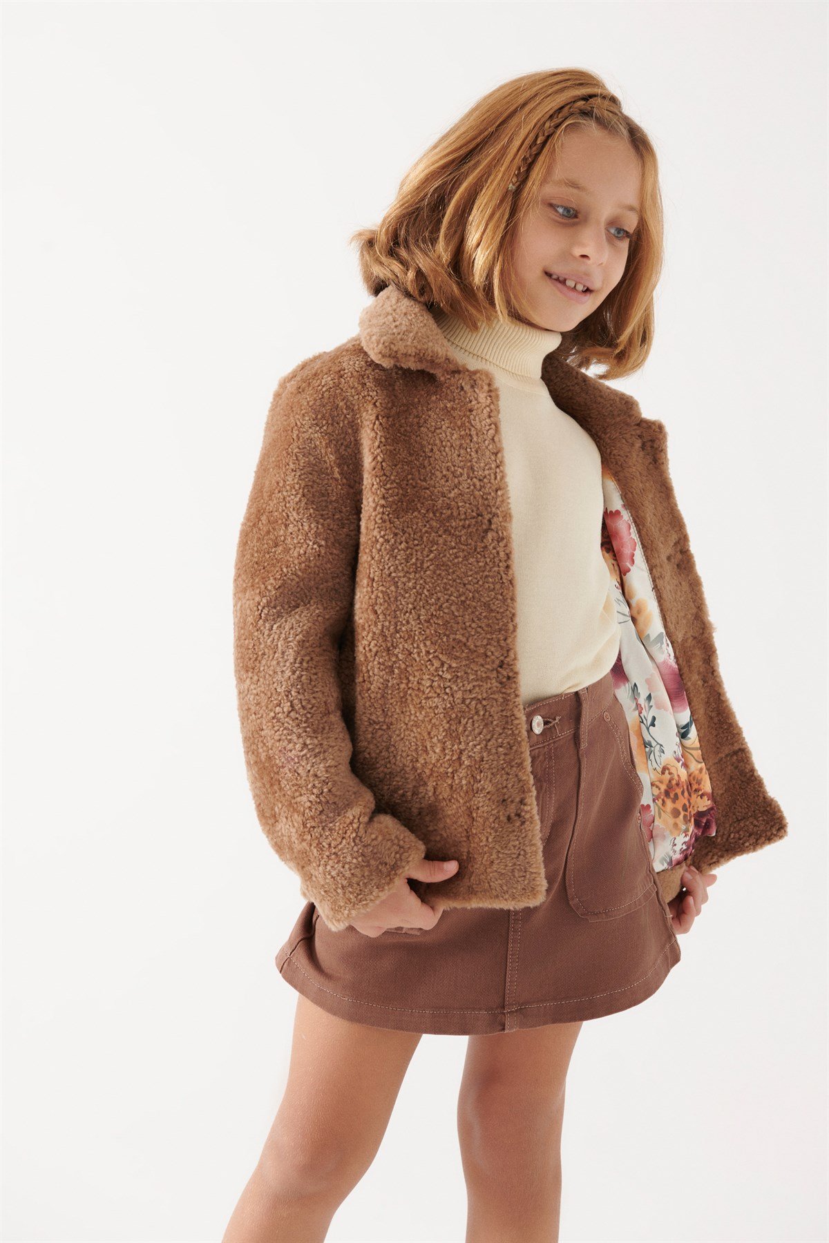 Buy Brown Faux Fur Jacket from Next Luxembourg