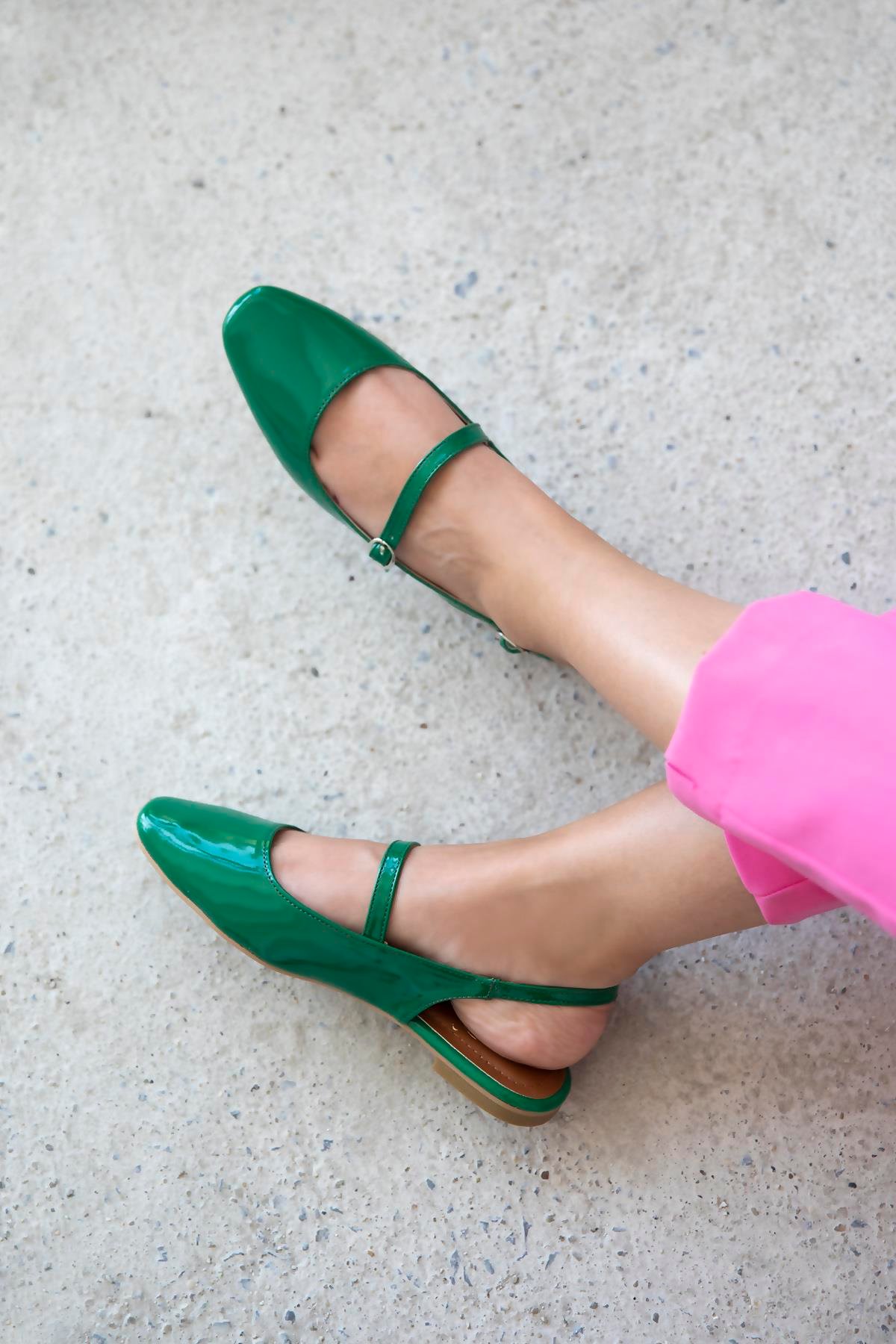 Afra Kadın Topuklu Rugan Ayakkabı Yeşil | Straswans.com