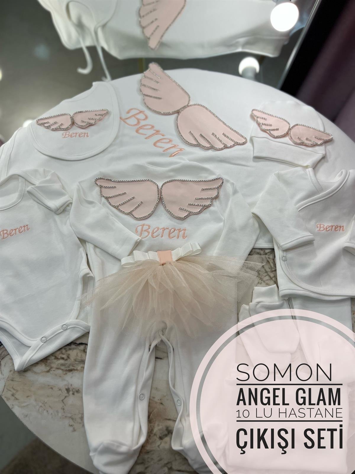 Angel Glam 10 lu Hastane Çıkışı Seti / Bebek Kıyafeti \ Bebek Hediyesi \  Bebek Hastane Çıkışı \ Bebek Tulum Seti