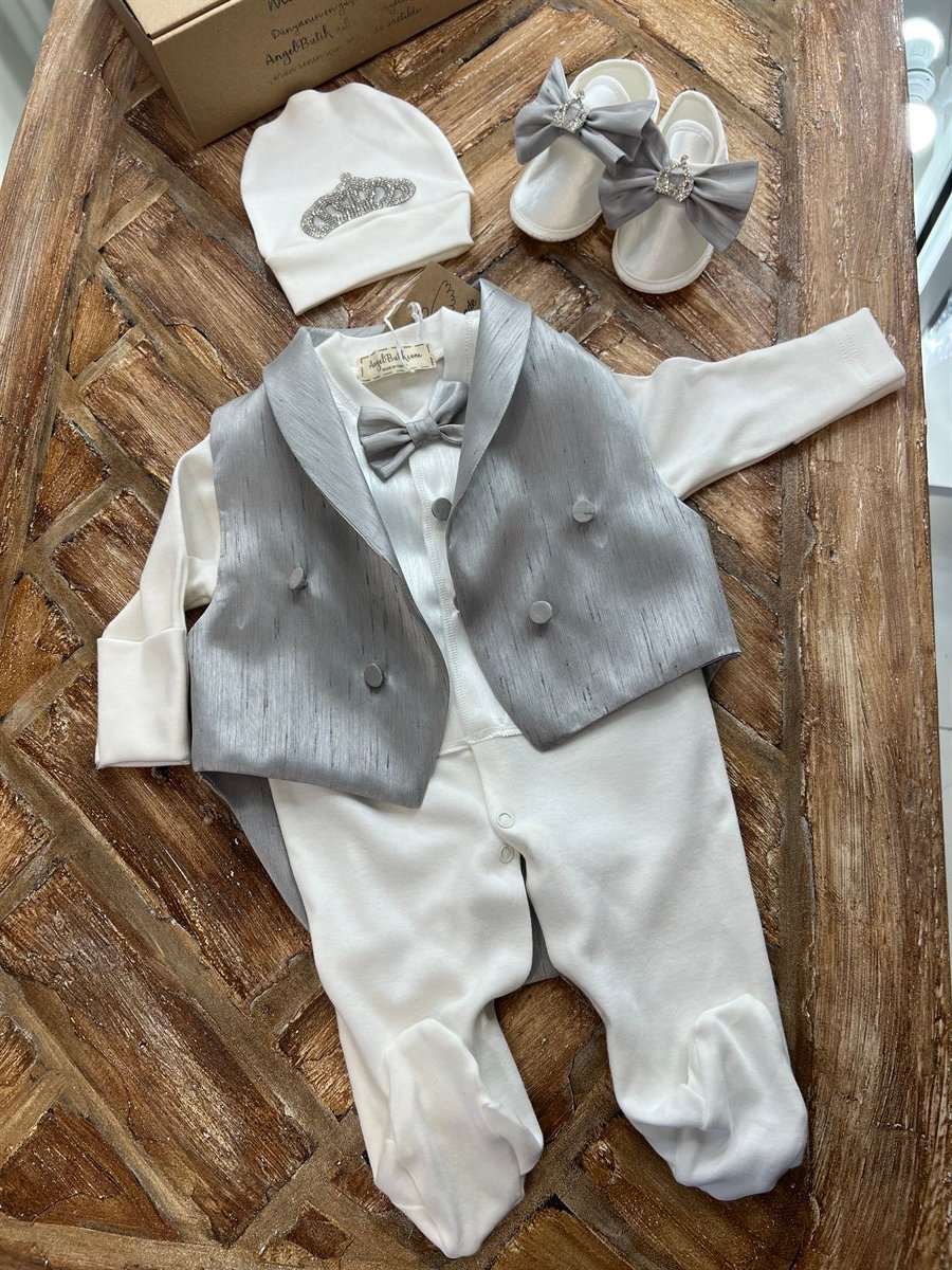 Erkek Bebek Mevlüt Kıyafeti / Smokin Tulum / Mevlüt Tulumu Mevlit Papyonlu  Tulum Kanatlı Tulum