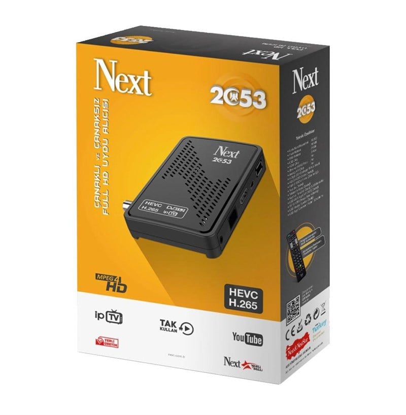 Next 2053 Çanaklı - Çanaksız (IPTV HEVC H.265) Full HD Uydu Alıcısı + 7601  Wifi Adaptör