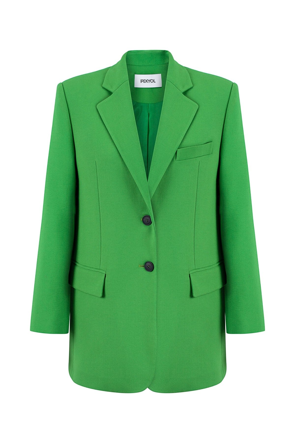 IPEKYOL Mono Yaka Yeşil Uzun Blazer Ceket