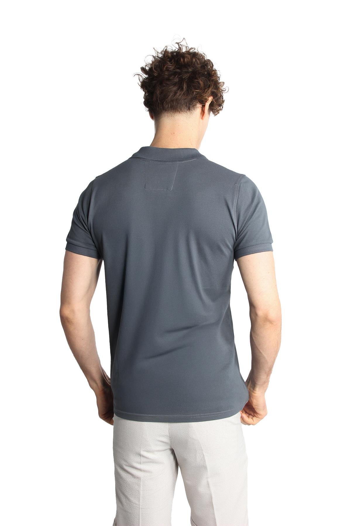 ERKEK K.GRİ MODERNFİT / DAR KALIP POLO YAKA TİŞÖRT