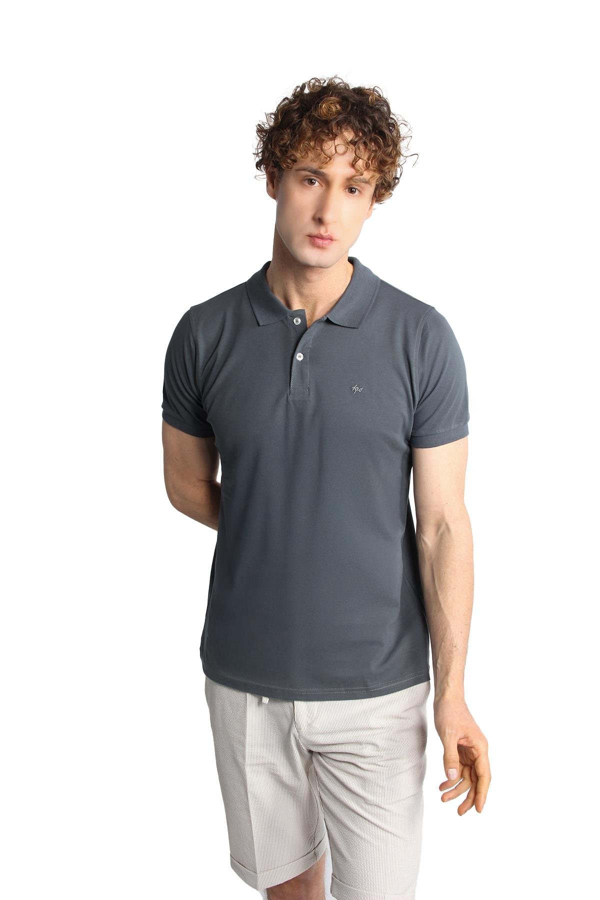 ERKEK K.GRİ MODERNFİT / DAR KALIP POLO YAKA TİŞÖRT
