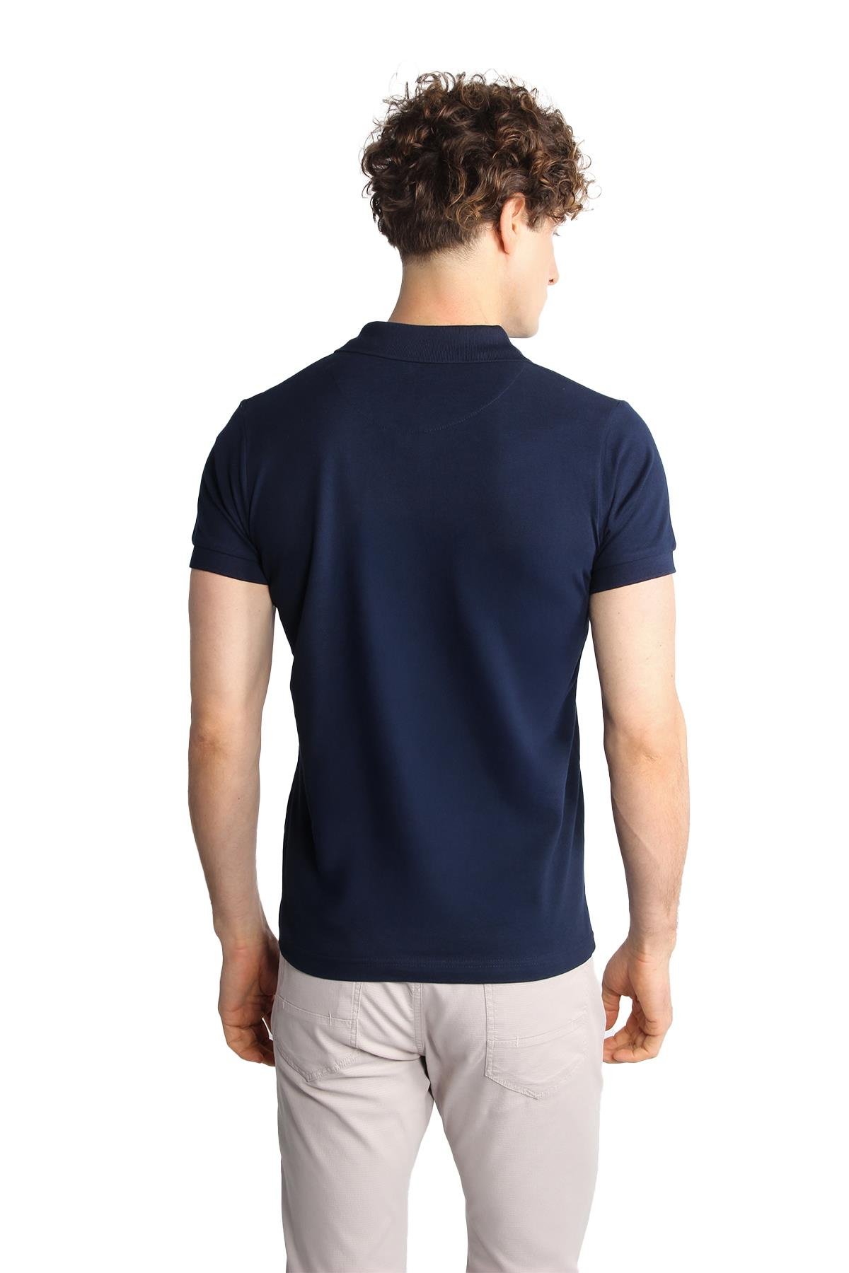 ERKEK LACİVERT MODERNFİT / DAR KALIP POLO YAKA TİŞÖRT