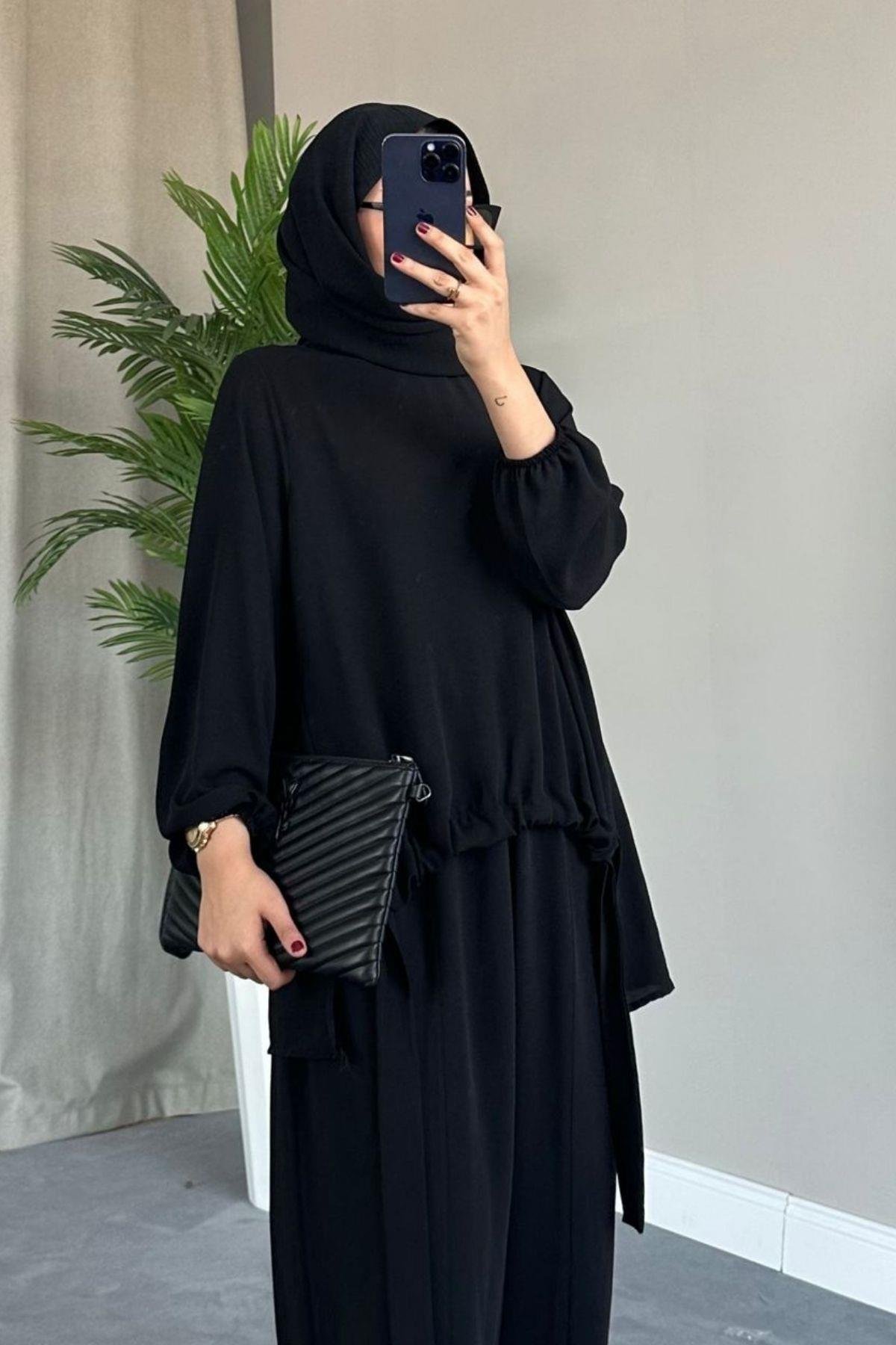 Şalvar Airobin Takım Siyah – Haza Moda | Tesettür Giyim