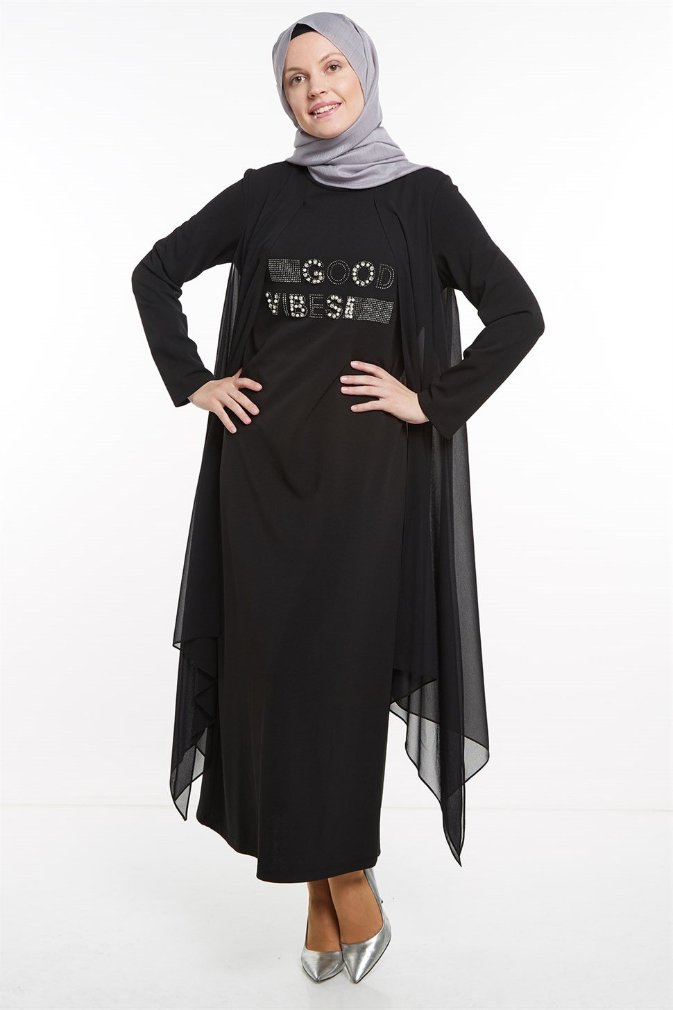 Armine Şifon Detaylı Elbise 8K9625 Siyah - ARMİNE | Hayatınıza Artı Değer  Katar!