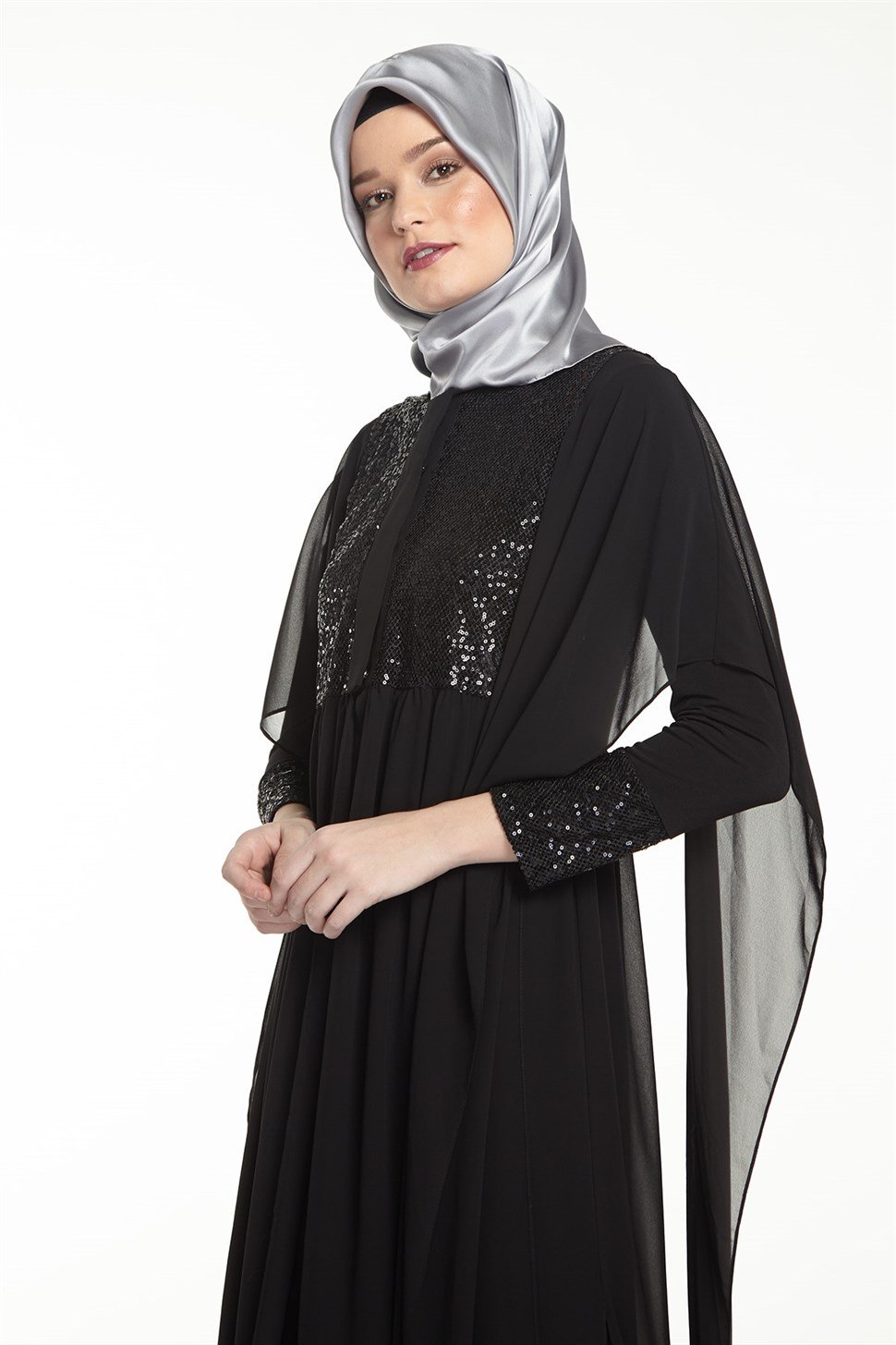 Armine Şifon Detaylı Takım Elbise 8Y6574 Siyah - ARMİNE | Hayatınıza Artı  Değer Katar!