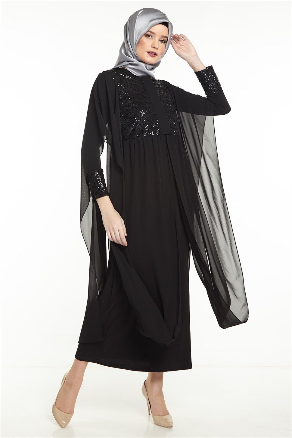 Armine Şifon Detaylı Takım Elbise 8Y6574 Siyah - ARMİNE | Hayatınıza Artı  Değer Katar!