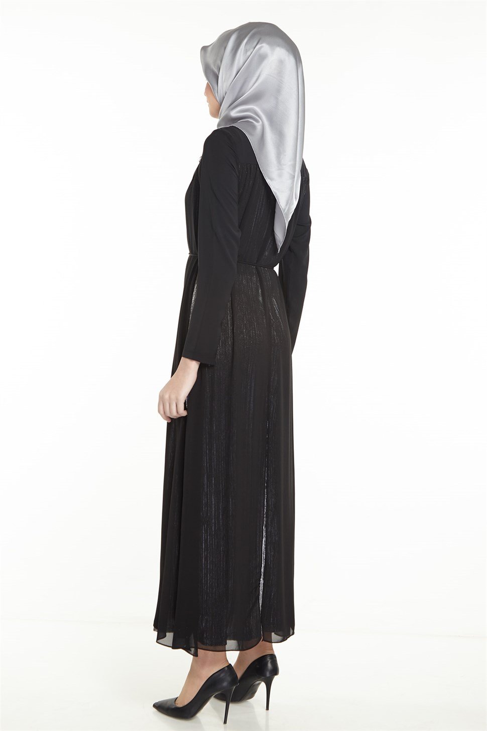 Armine Şifon Detaylı Elbise 8Y9571 Siyah - ARMİNE | Hayatınıza Artı Değer  Katar!