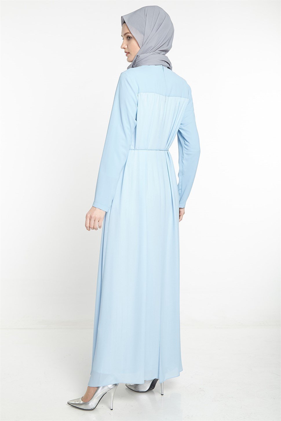 Armine Şifon Detaylı Elbise 8Y9571 Mavi - ARMİNE | Hayatınıza Artı Değer  Katar!