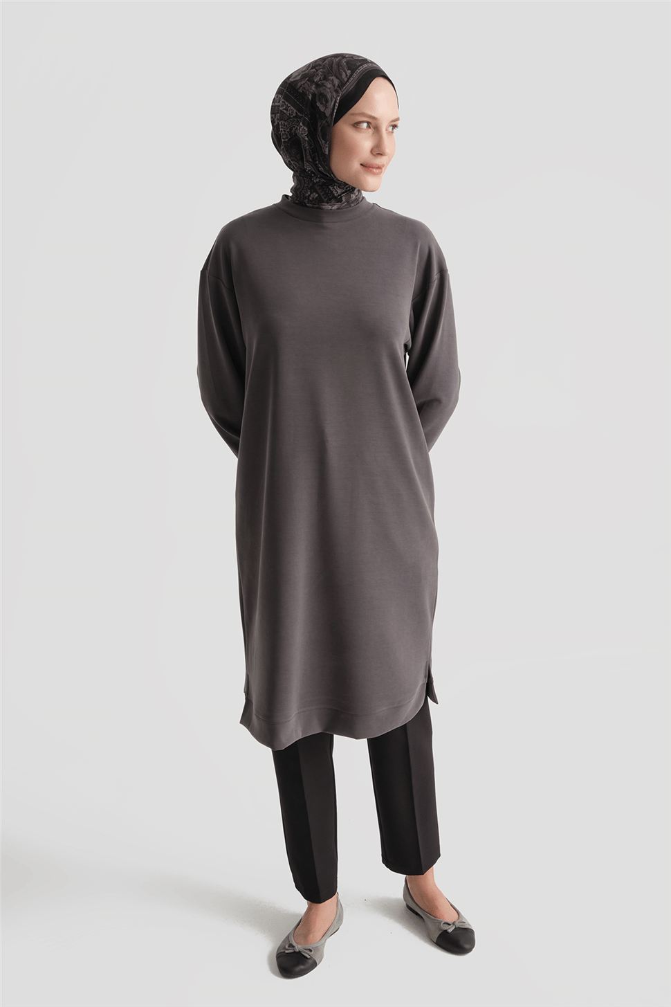 Modal Karışımlı Basic Tunik Antrasit AGTN3212NZ-ANT | Armine