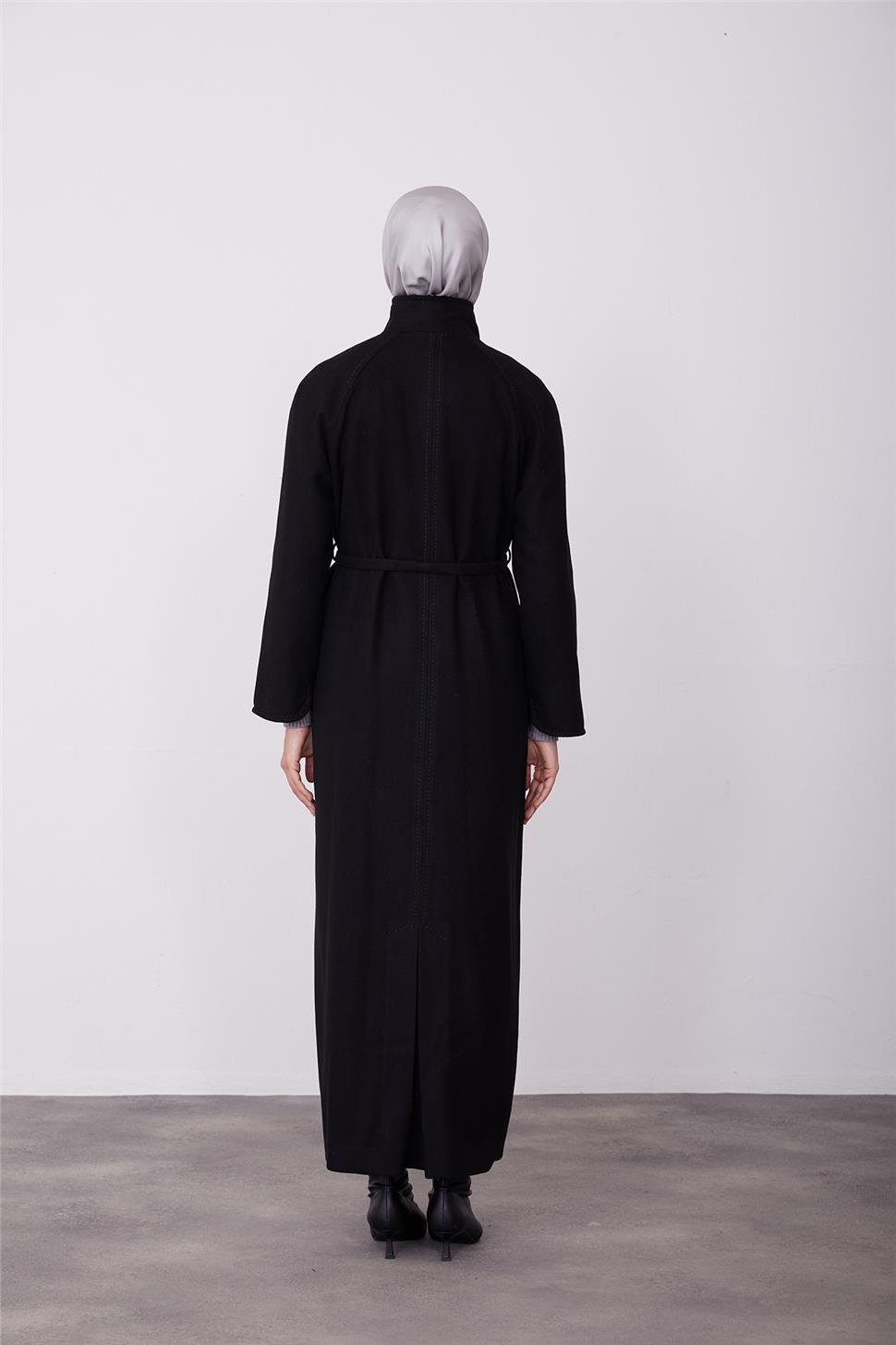 Armine Seyyar Yaka Apoletli Asimetrik Manto 23K8615 Siyah | Armine