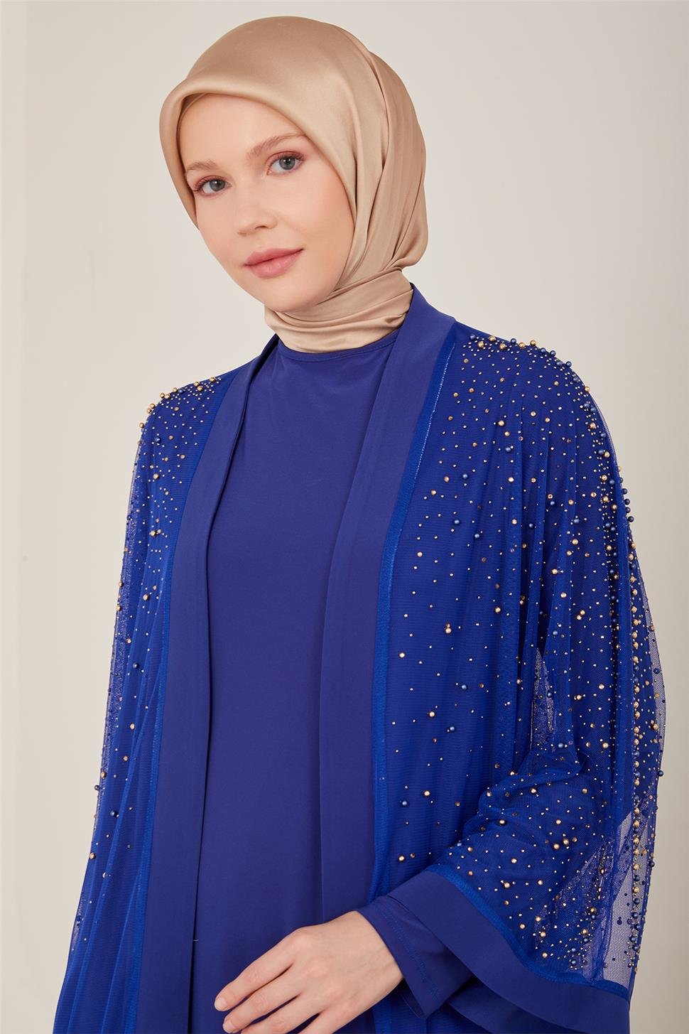 Armine Abiye Elbise 23Yd3346 Saks - ARMİNE | Hayatınıza Artı Değer Katar!
