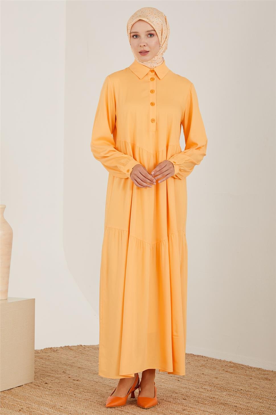 Armine Üçgen Büzgülü Viskon Elbise 23Y9666 Mango - ARMİNE | Hayatınıza Artı  Değer Katar!