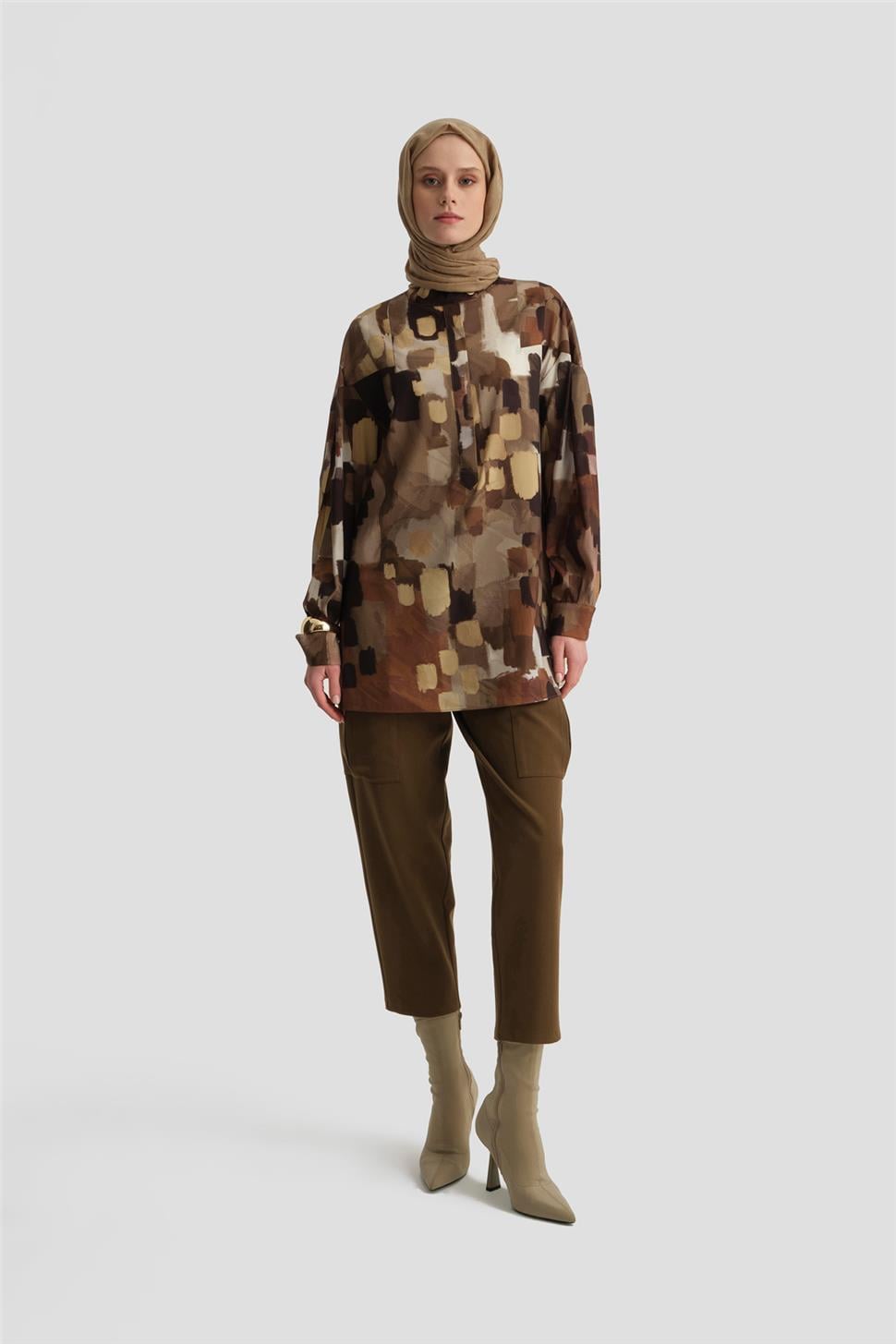 Armine Beli Daraltılabilen Gabardin Pantolon 24K2705 Haki | Armine
