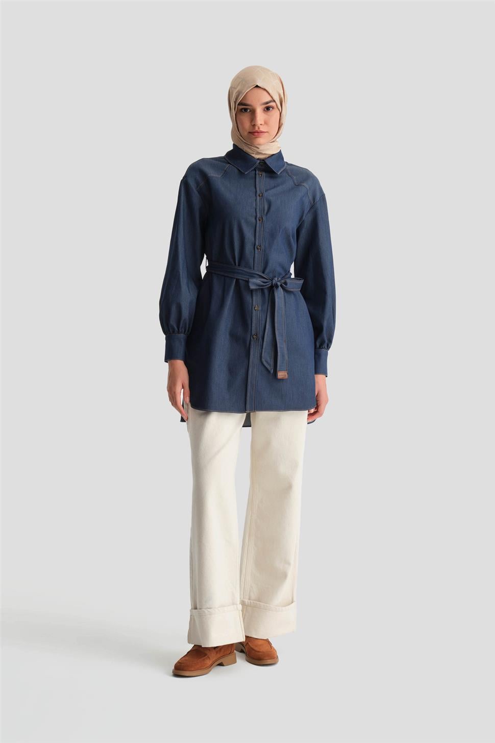 ファッション242 ゆんさん Armine Önü Dikişli Tencel Pantolon 25YD9141 Koyu Lacivert | Armine