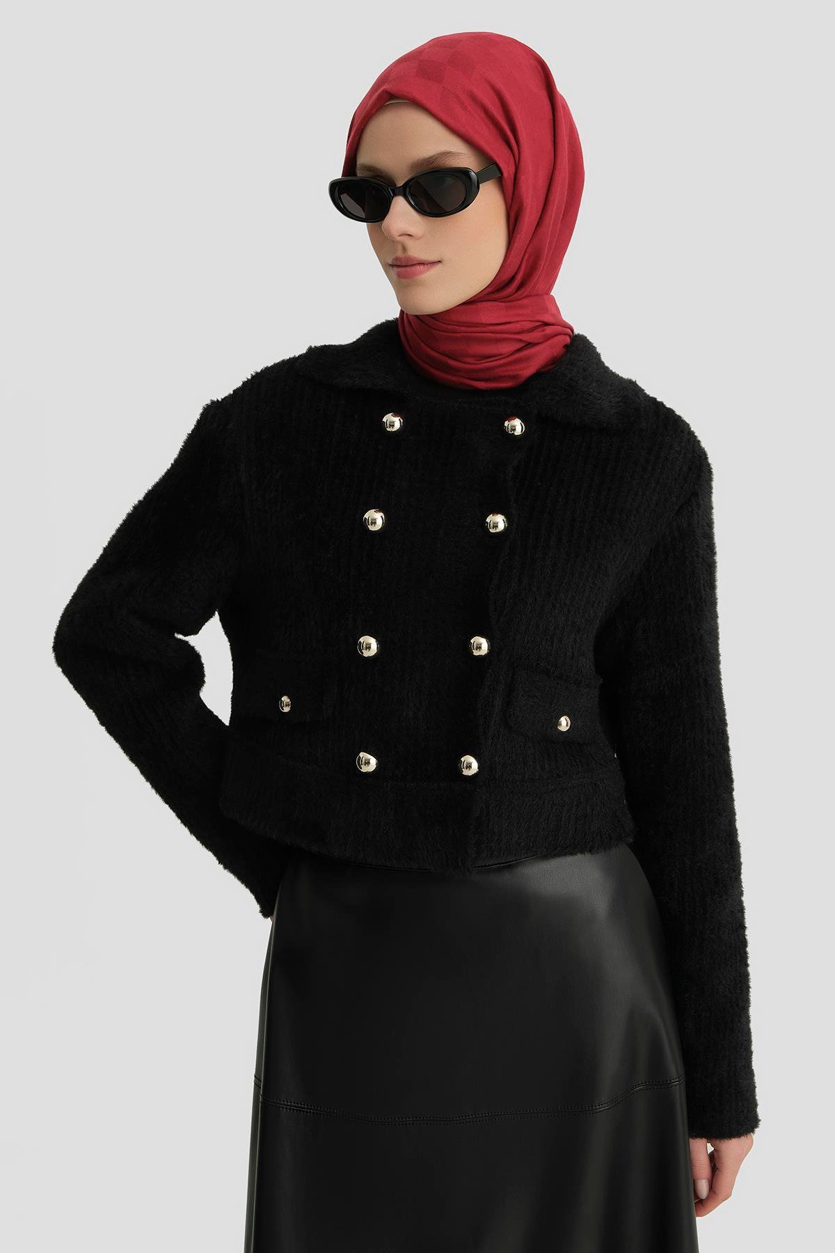Armine Tüylü Triko Ceket 24K5718 Siyah K24KA5718001-2261 | Armine