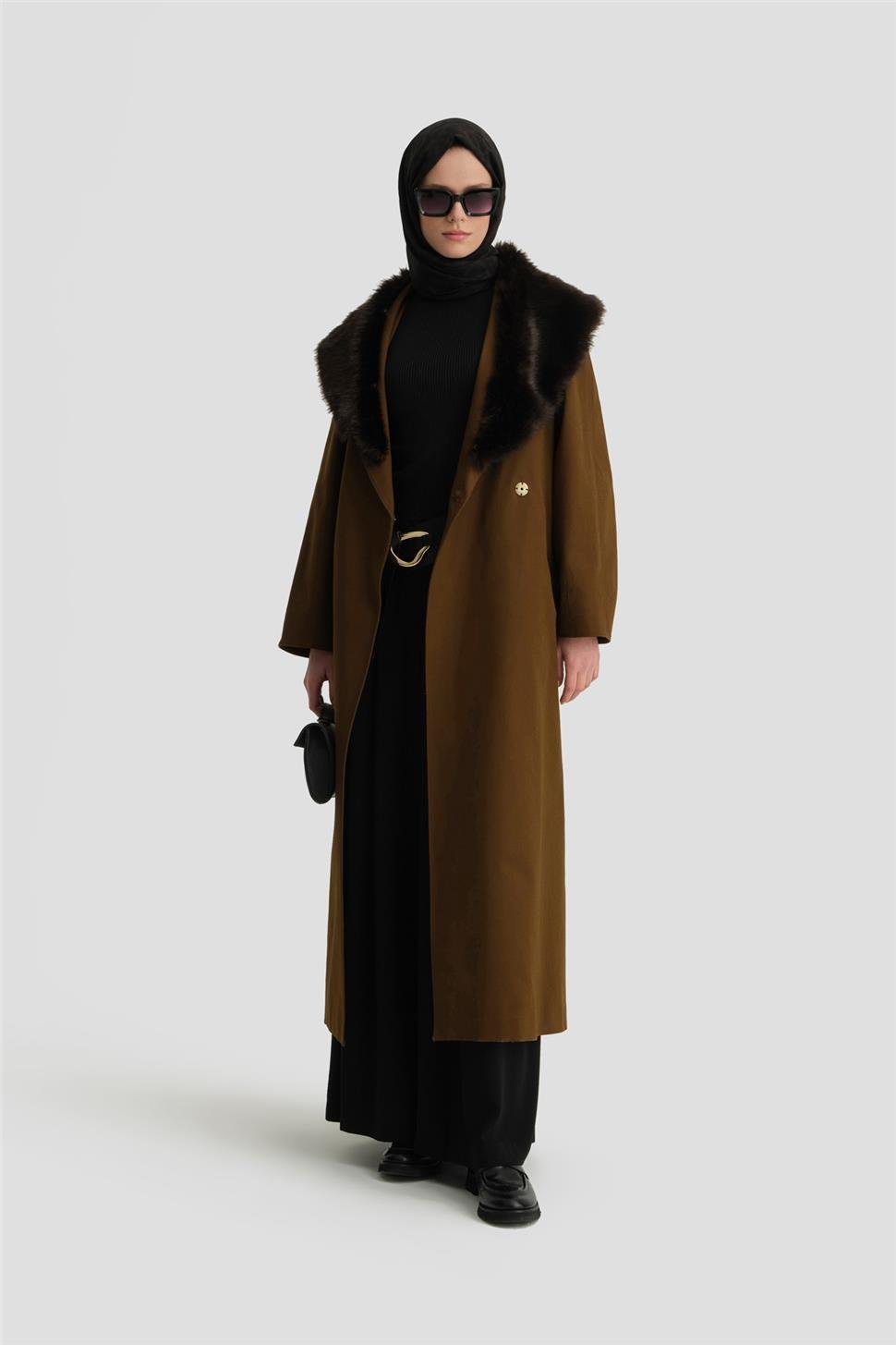 Armine Seyyar Kürklü Pardesü 24K8001 Haki K24KA8001001-1675 | Armine
