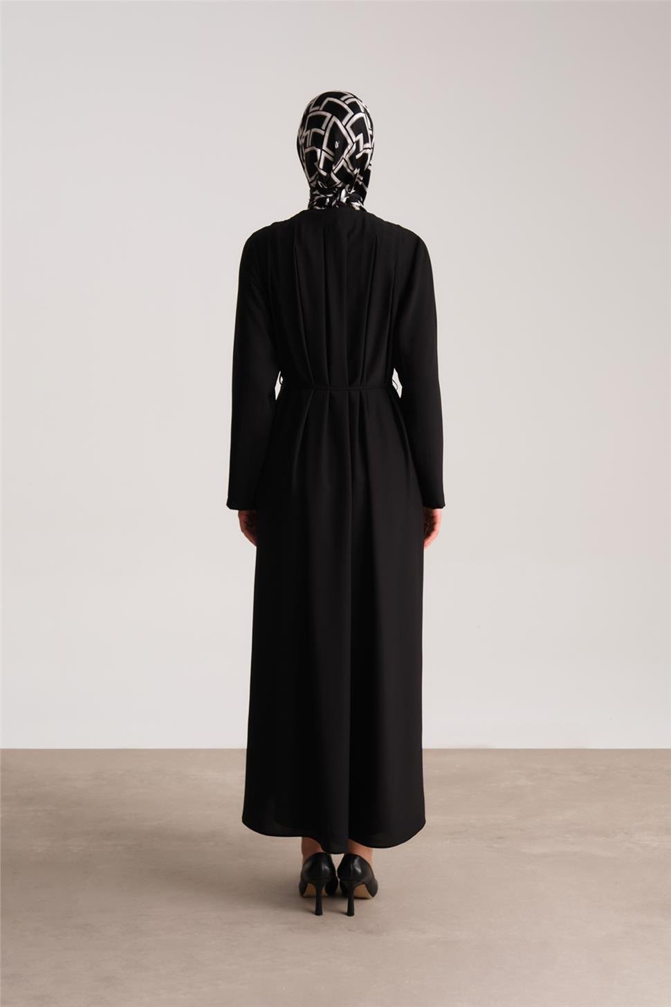 Armine Çift Düğmeli Ve Pileli Ferace 24Y8803 Siyah | Armine