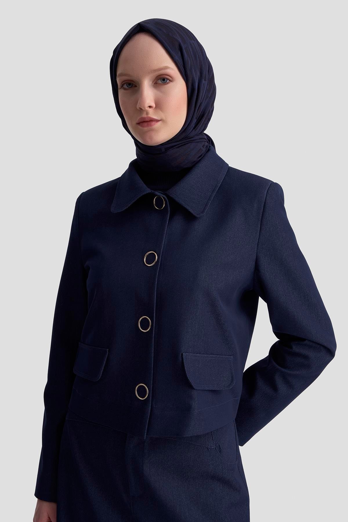 Armine Blazer Ceketli Tencel Takım 25KD1706 Lacivert | Armine