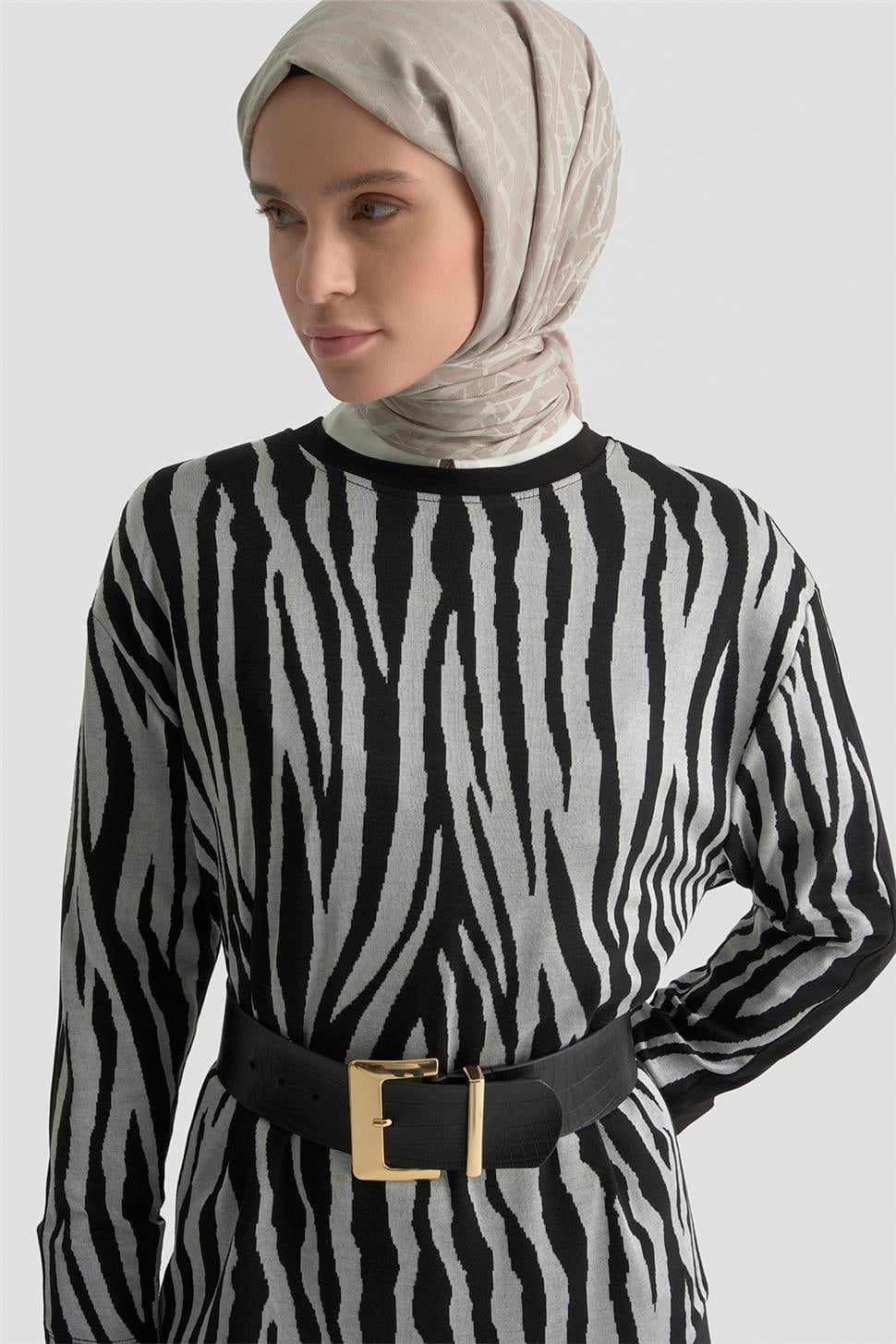 Armine Zebra Desenli Örme Takım 25KD2806 Gri K25KA2806001-GRI | Armine