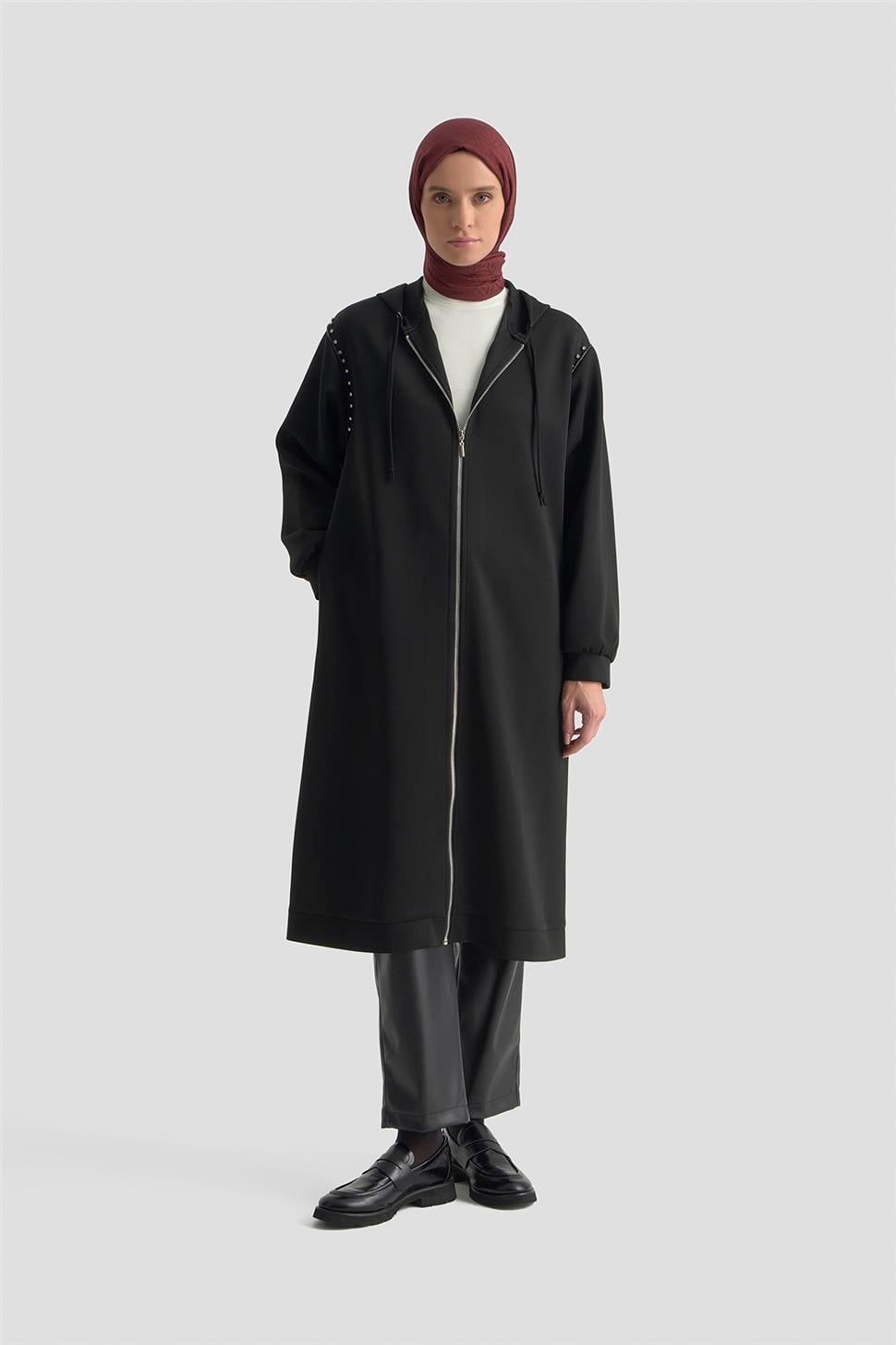 Armine Taş Detaylı Örme Kap 25KD4028 Siyah | Armine