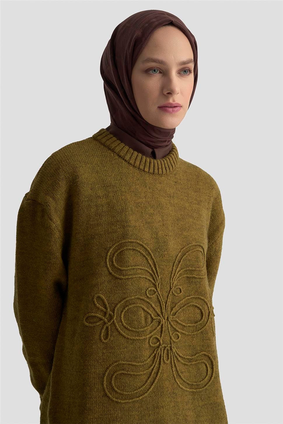 アマ Armine İşleme Detaylı Kazak 25KD6003 Koyu Haki K25KA6003001-1711