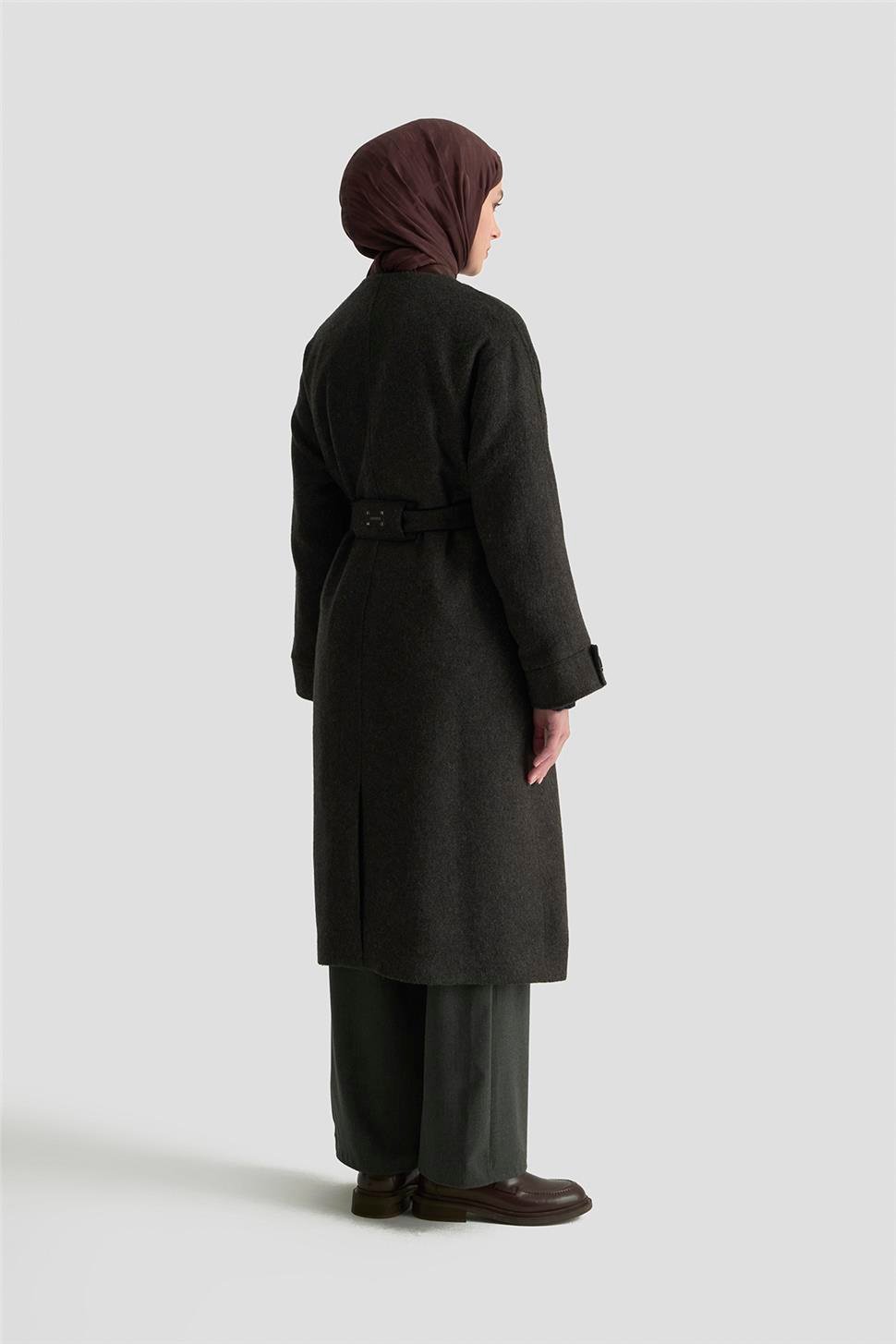 Armine Seyyar Ribana Yakalı Kaban 25K7606 Antrasit | Armine