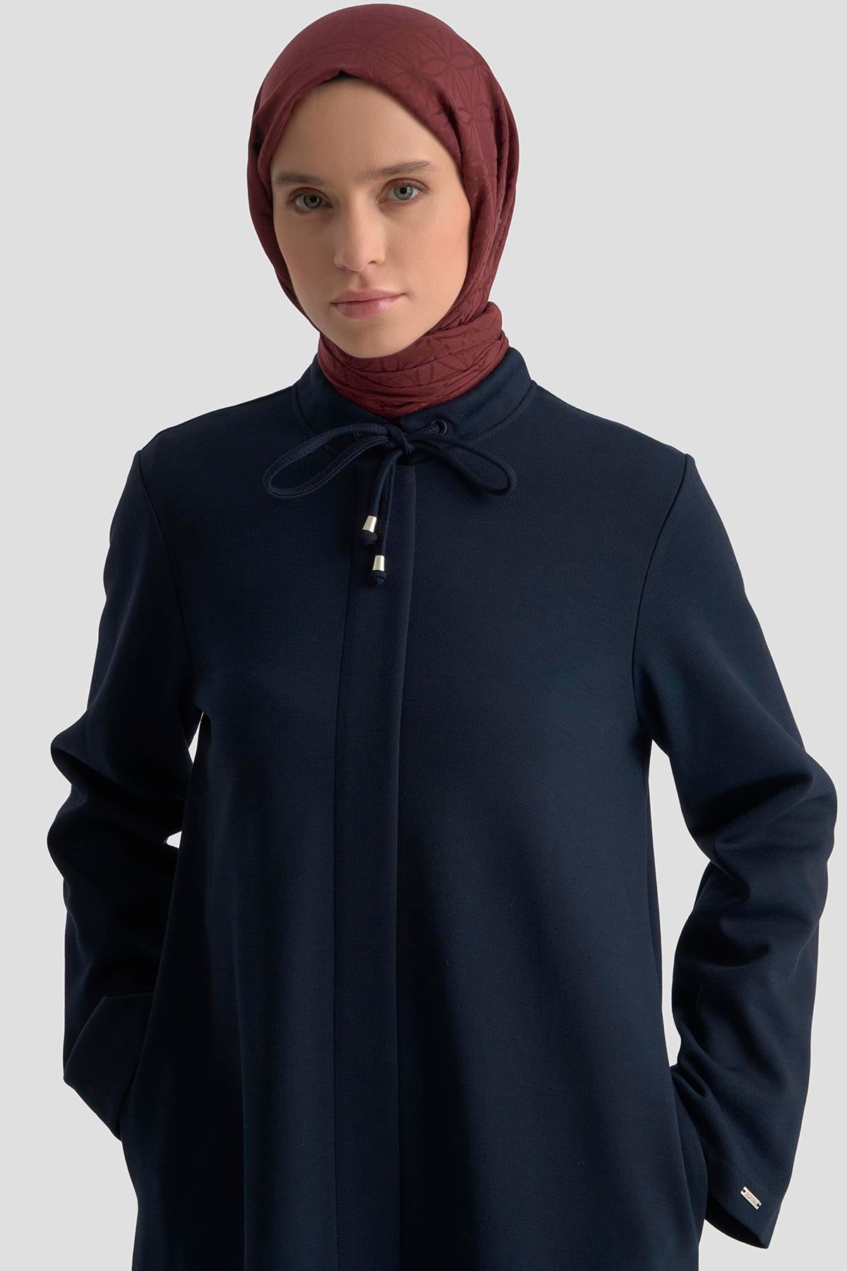 Armine Aksesuar Yakalı Örme Ferace 25K8404 LACİVERT | Armine