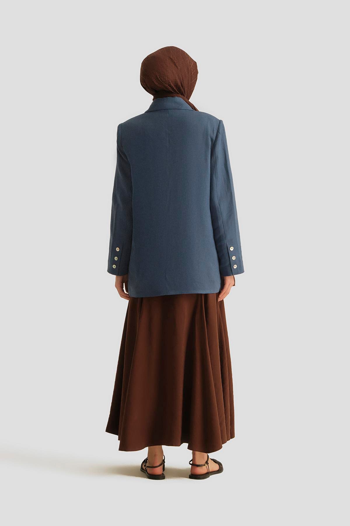 Armine Kruvaze Keten Ceket 25Y5917 İndigo | Armine