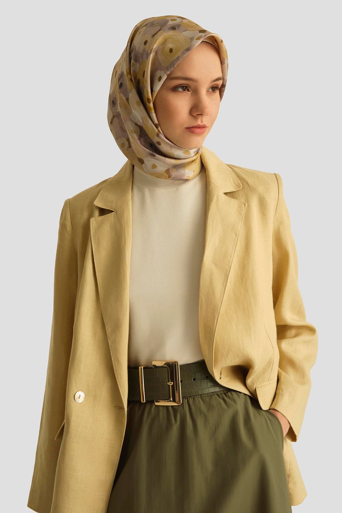 Armine Kruvaze Keten Ceket 25Y5917 Limon | Armine