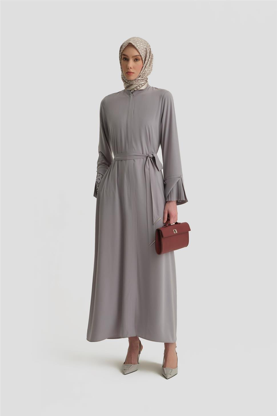 Armine Manşeti Katlanabilen Ferace 25Y8300 Açık Gri | Armine