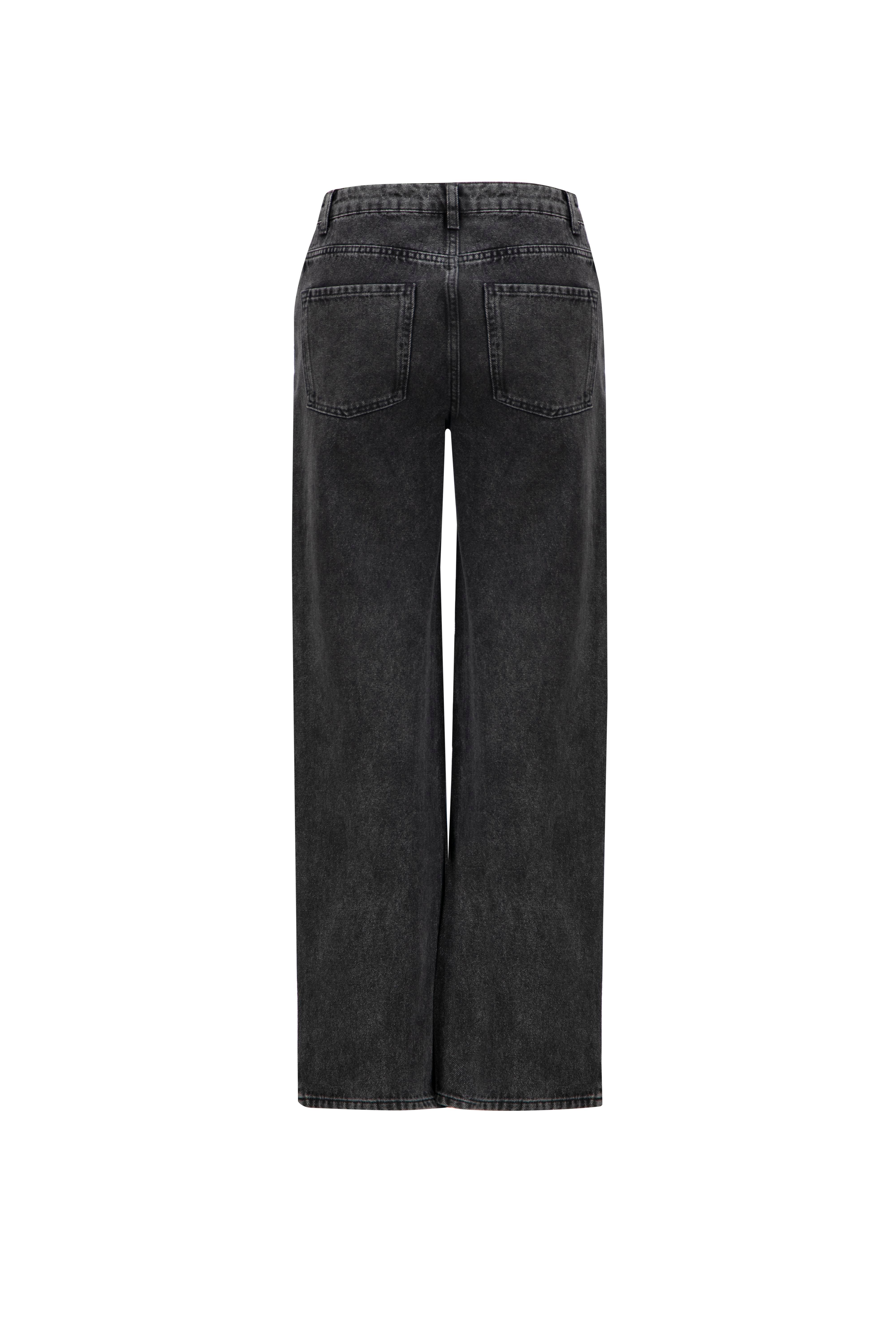 Armine Taş İşlemeli Wide Leg Denim Pantolon 25YD9132 Antrasit | Armine