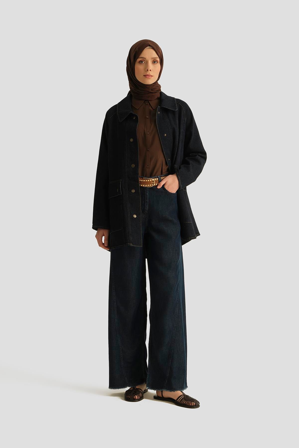 ファッション242 ゆんさん Armine Önü Dikişli Tencel Pantolon 25YD9141 Koyu Lacivert | Armine