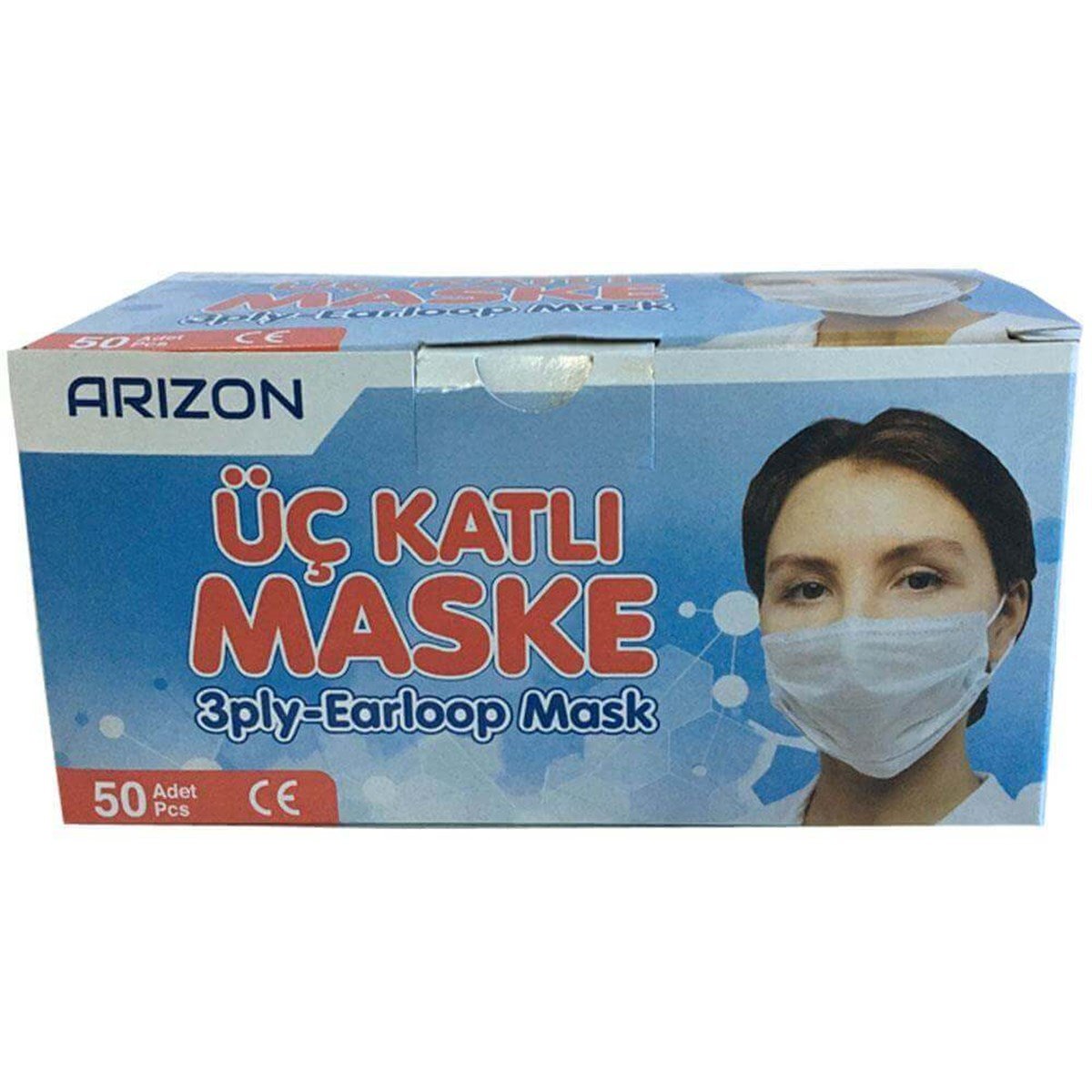 Arizon Üç Katlı Maske 50 Adet Cerrahi Maske Fiyatları | Dermosiparis.com