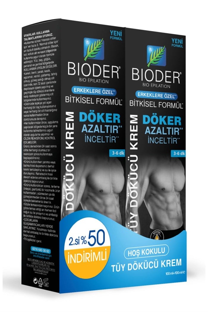 Bioder Tüy Dökücü Krem Bio-Epilation Erkekler için 100 ml 2 Adet Fiyatları  | Dermosiparis.com