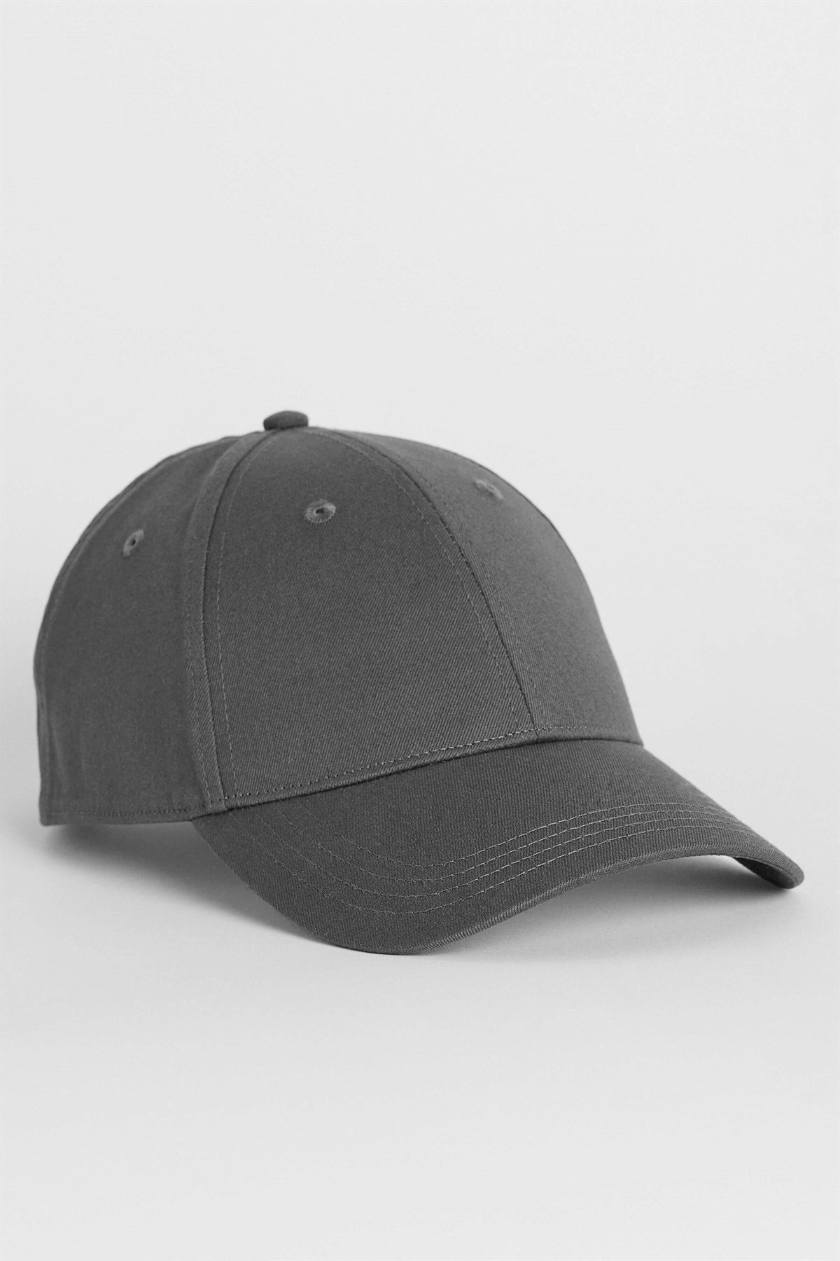 Külah %100 Pamuk Erkek Şapka Metal Kilitli Gabardin Kep - Antrasit KLH0661