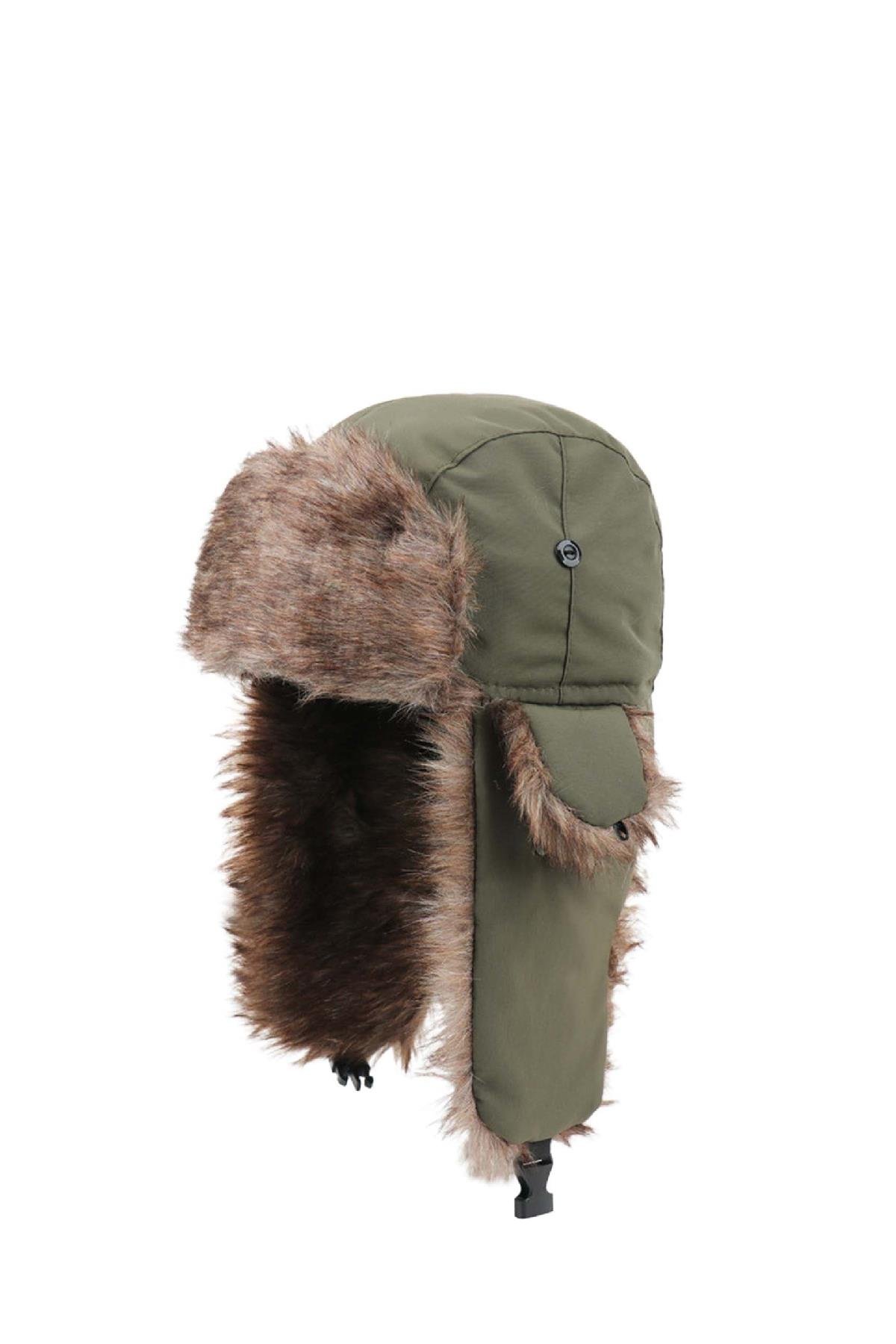 Külah Unisex Çocuk Sıcak Kürklü Kışlık Kulaklı Kayak Şapkası