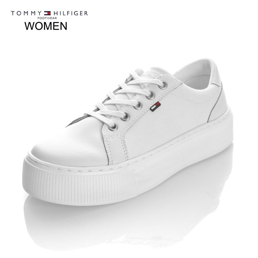Tommy Hilfiger BEYAZ Kadın Spor Ayakkabı FW0FW01030 100 D1385OLLY 1C1  SNEAKERS LOW CUT WHITE