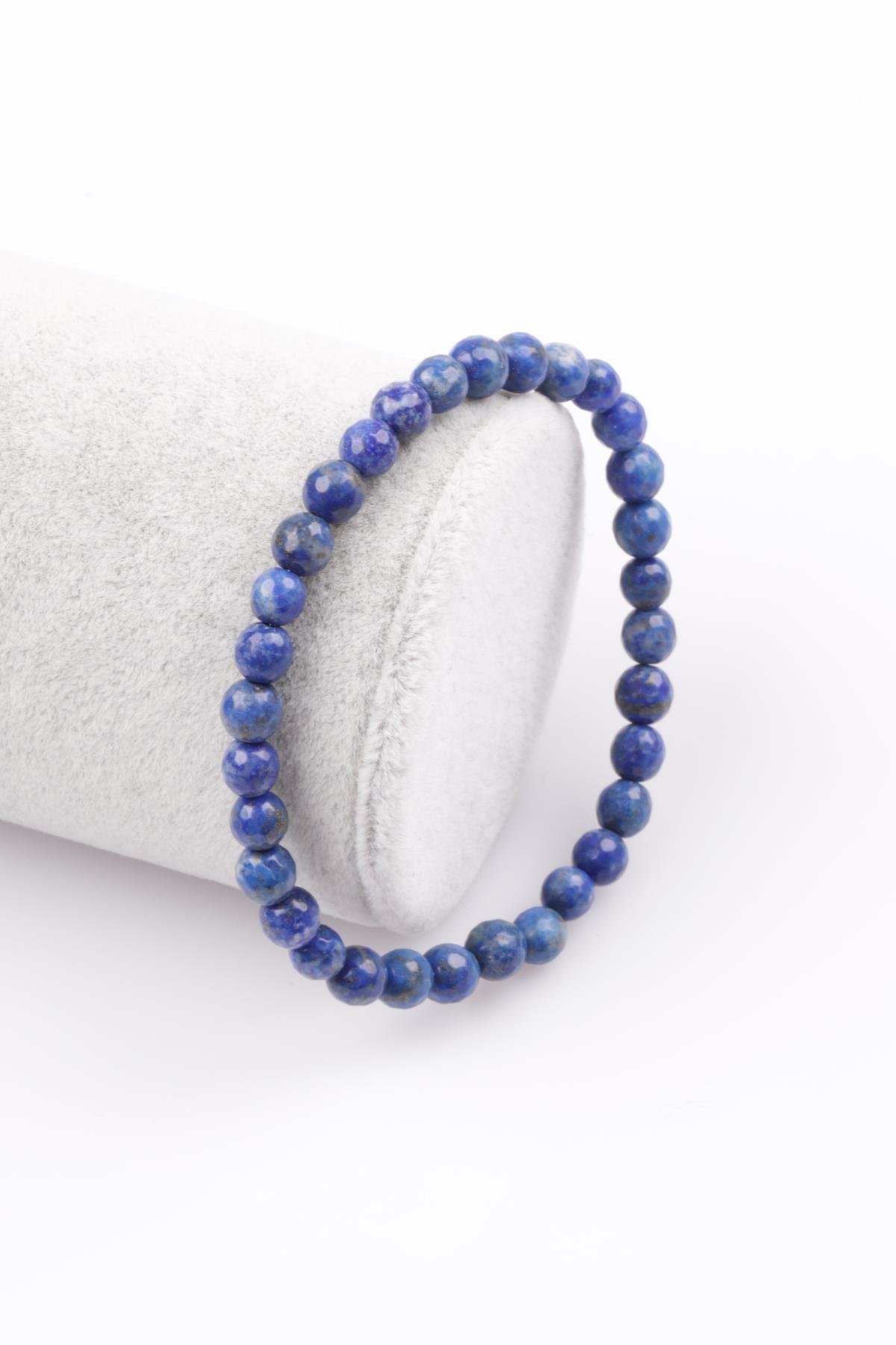 Lapis Lazuli Doğal Taş Bileklik 6 mm Fasetli Küre Kesim
