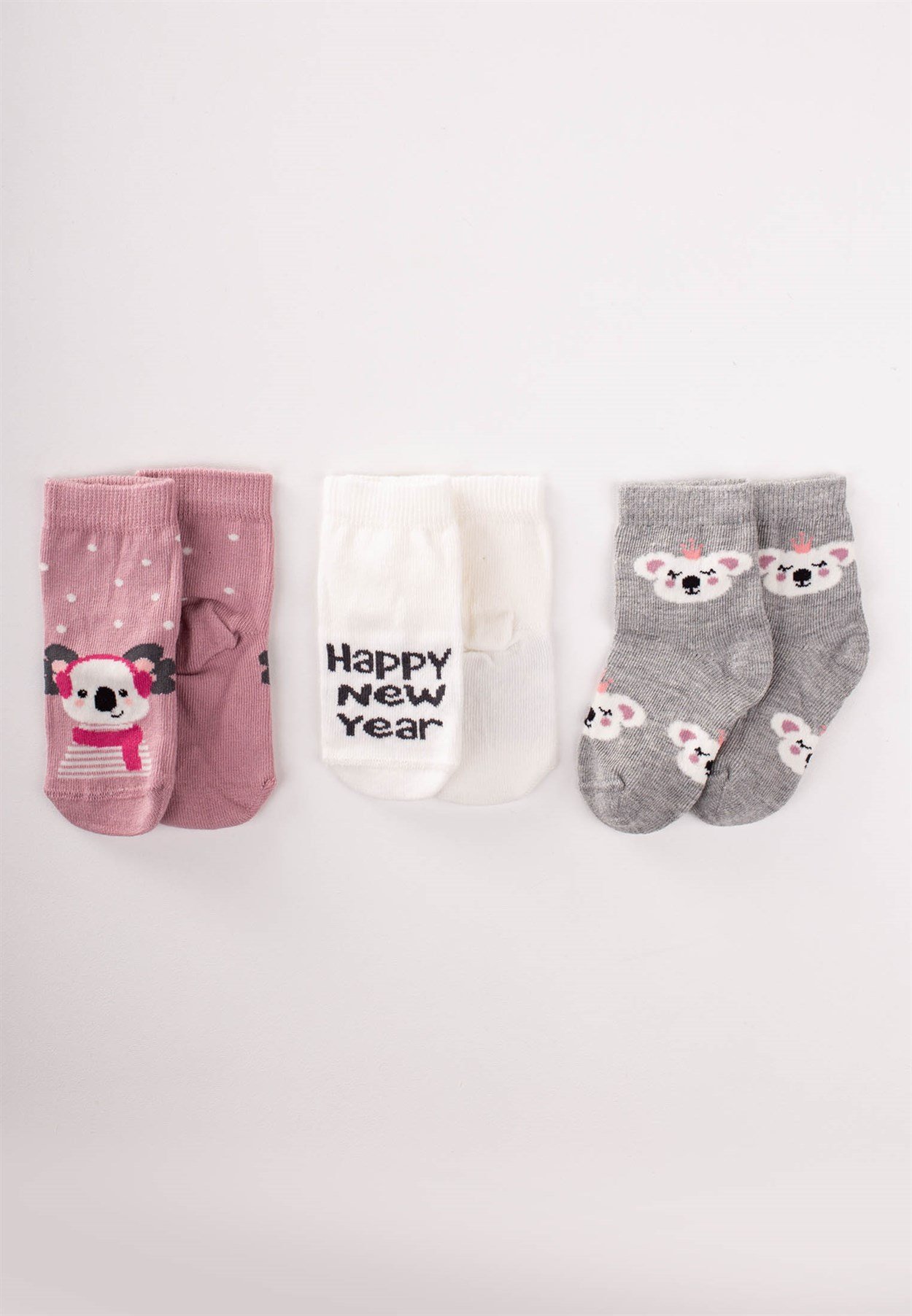 üçlü Kız Bebek Çorap 6-12 ay Karşık Renkli 1