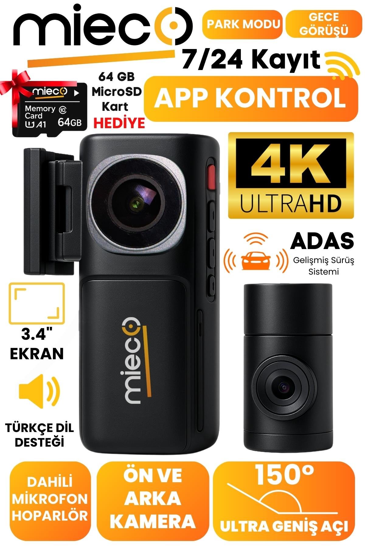 Mi̇Eco A7 Ön+Arka Araç Kamerasi - En Uygun Fiyat ve Elden Taksit