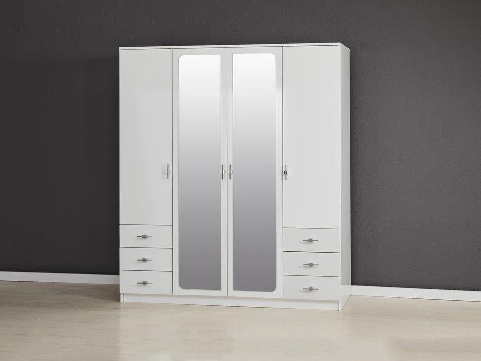 k2様白一枚 Kozan Sümbül Km.24.200 6 Çekmeceli.4 Kapaklı Gardırop- Beyaz