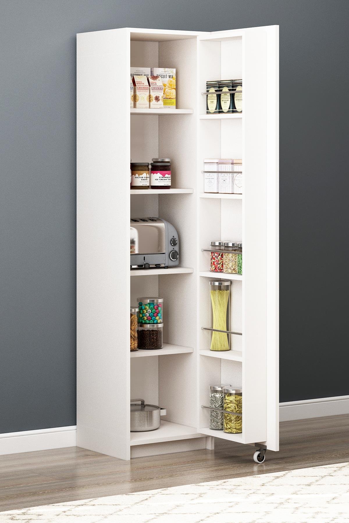 Evona Serra Çıtalı Tek Kapaklı 180cm Erzak Dolabı Aytaşı