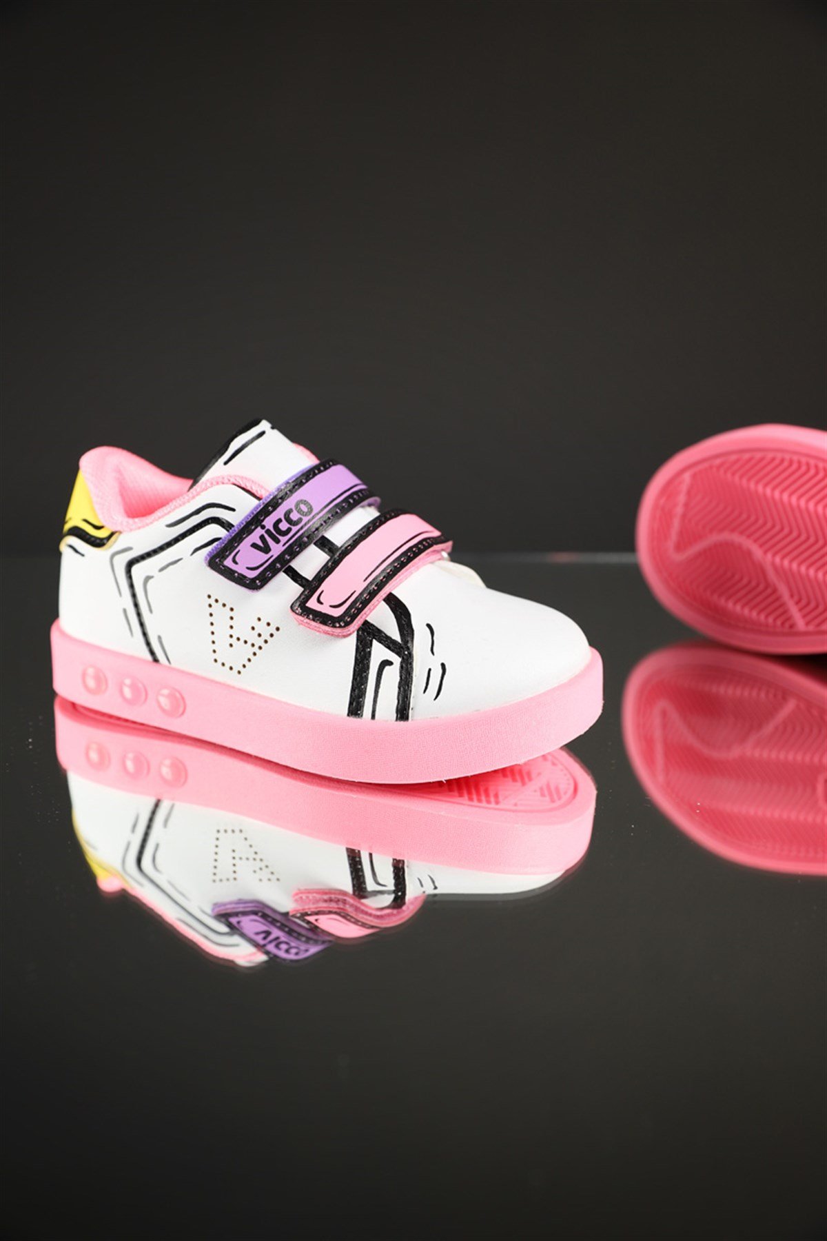 Vicco Kız Çocuk Picasso Pembe Işıklı Spor Ayakkabı - Ugly Duck