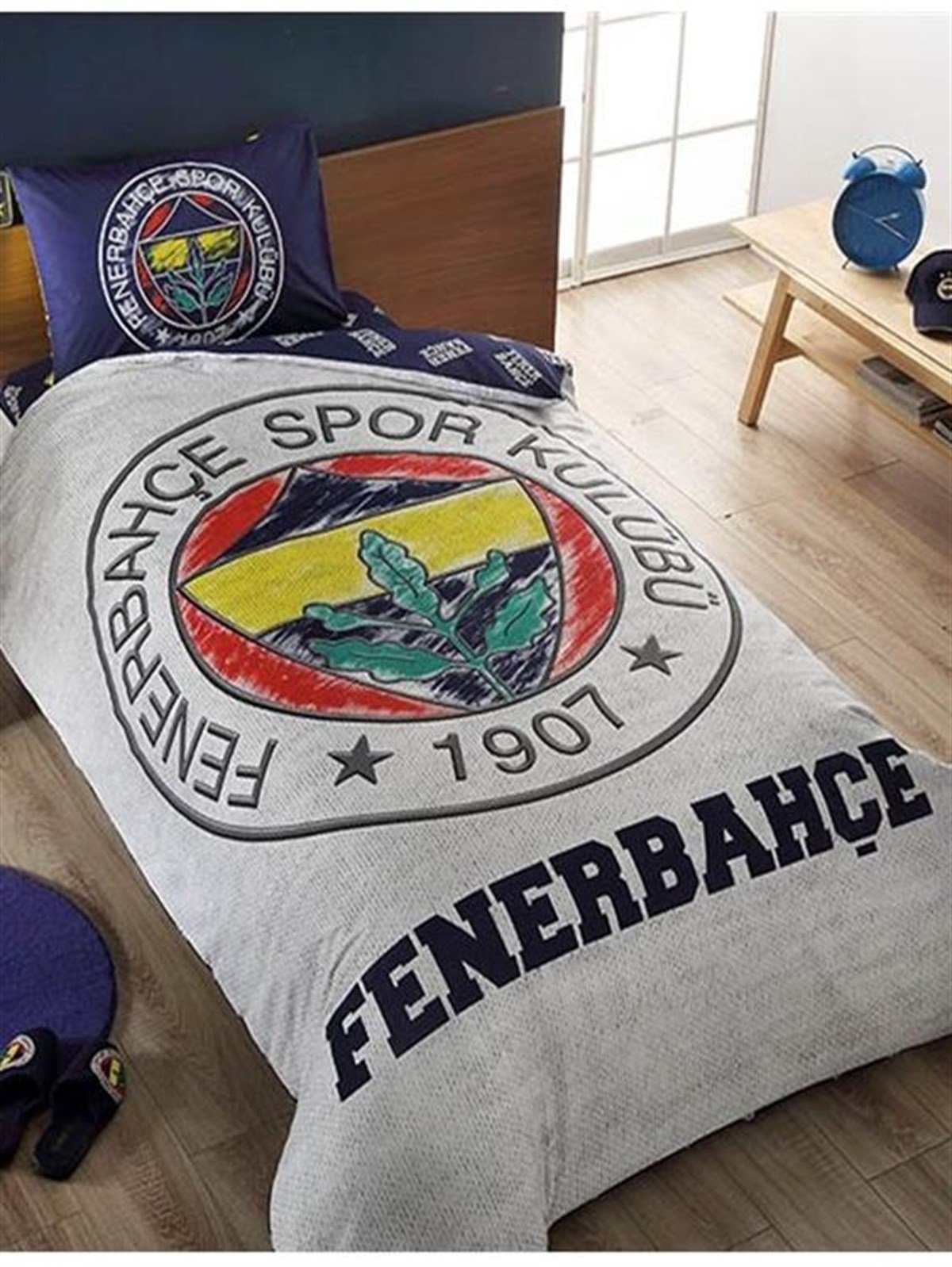 Taç Fenerbahçe Lisanslı Ranforce Nevresim Takımı Tek Kişilik Grey
