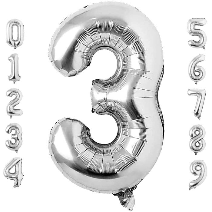0 Rakam 34" Folyo Balon - Gümüş
