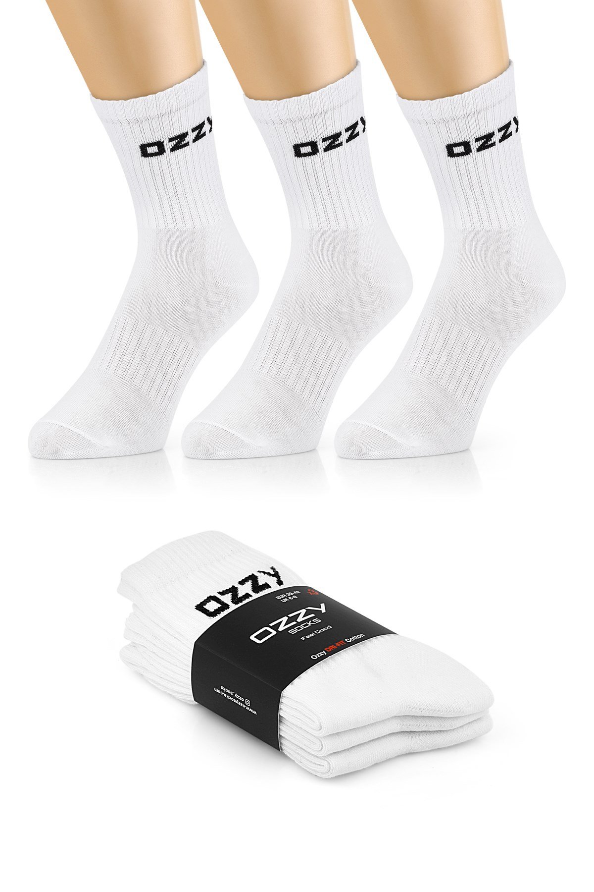 Ozzy Socks 3 Çift Uzun Konçlu Tenis Spor Çorabı Siyah Paket