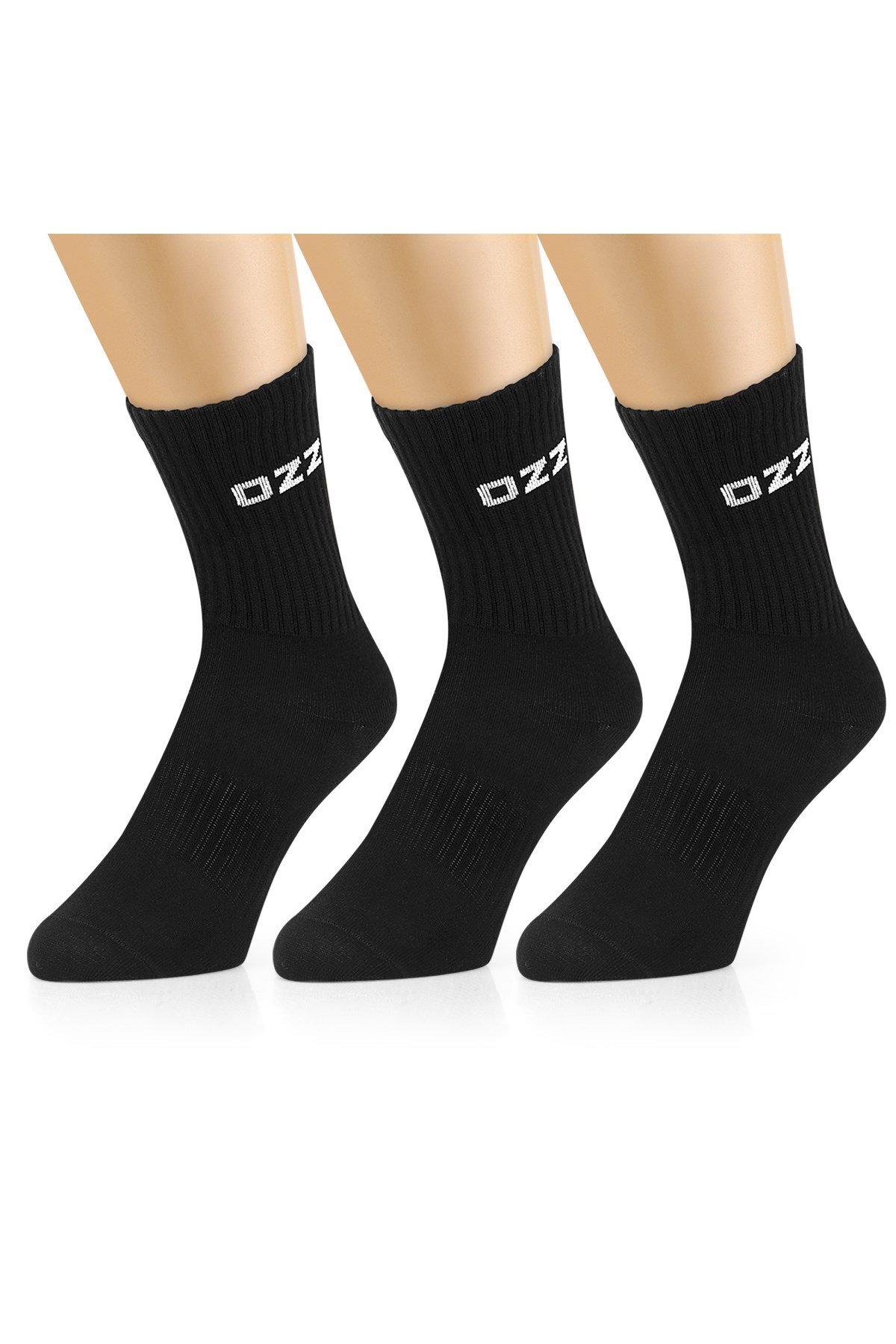Ozzy Socks 3 Çift Uzun Konçlu Tenis Spor Çorabı Siyah Paket